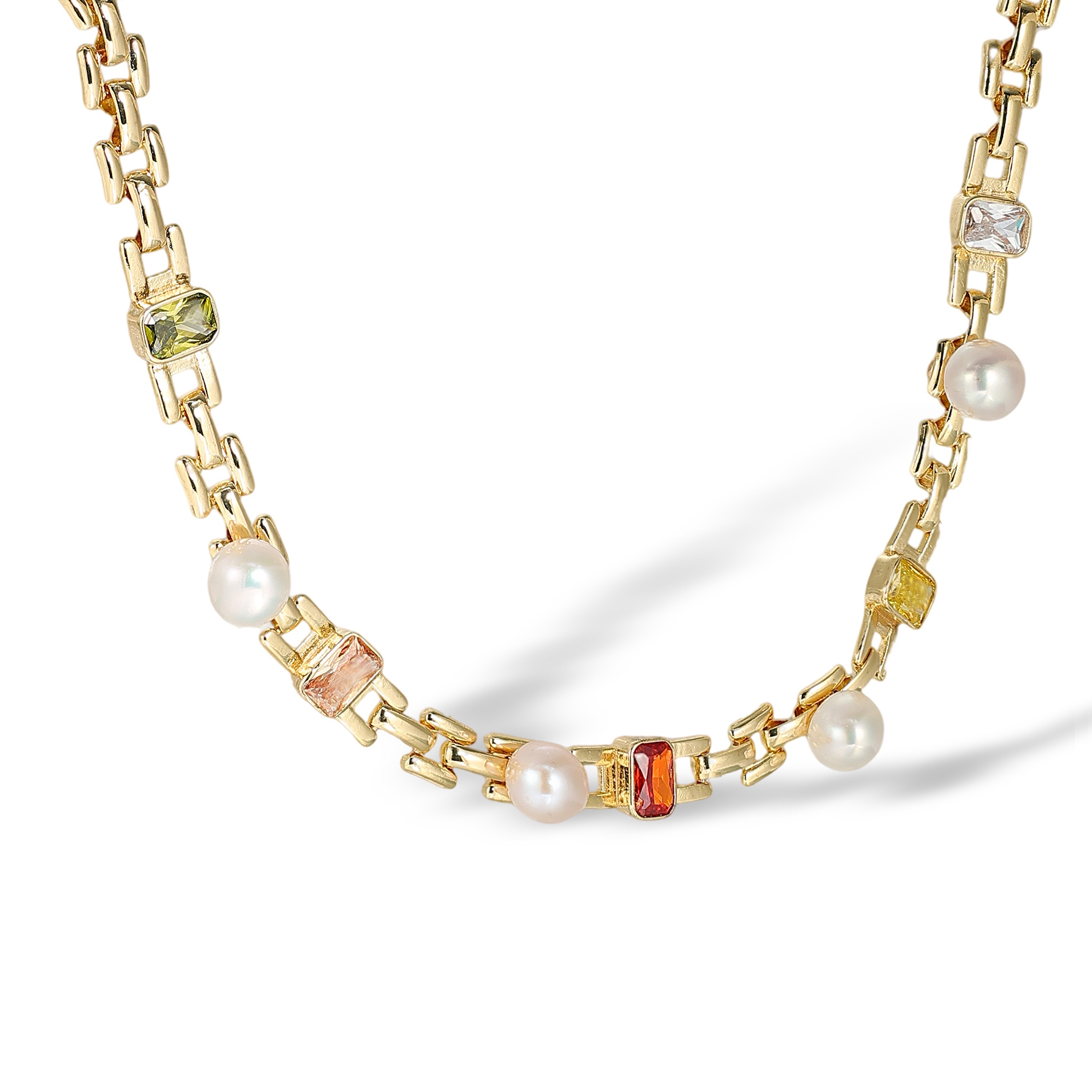 Éponine Multicolor Baguette Pearl Choker Necklace