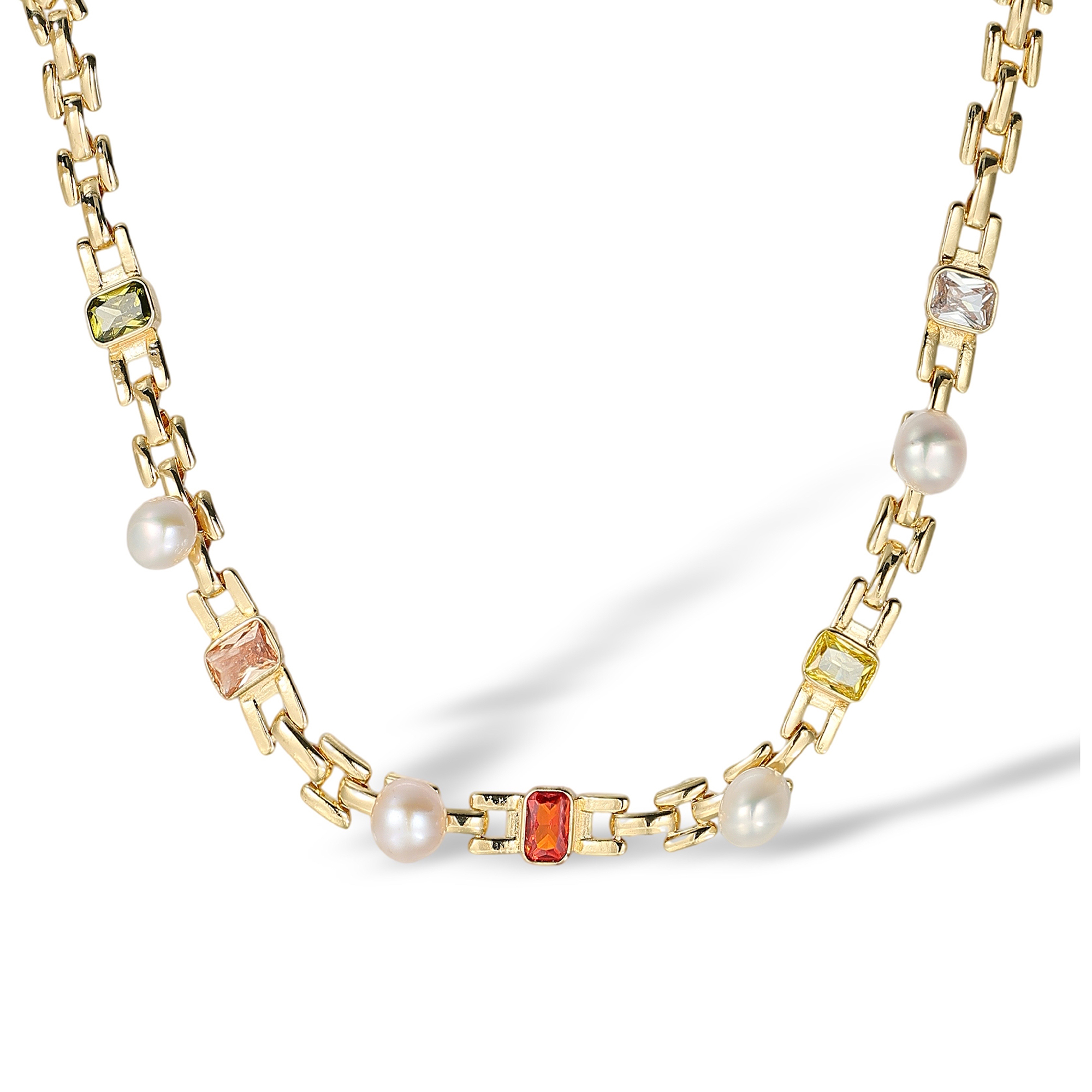 Éponine Multicolor Baguette Pearl Choker Necklace