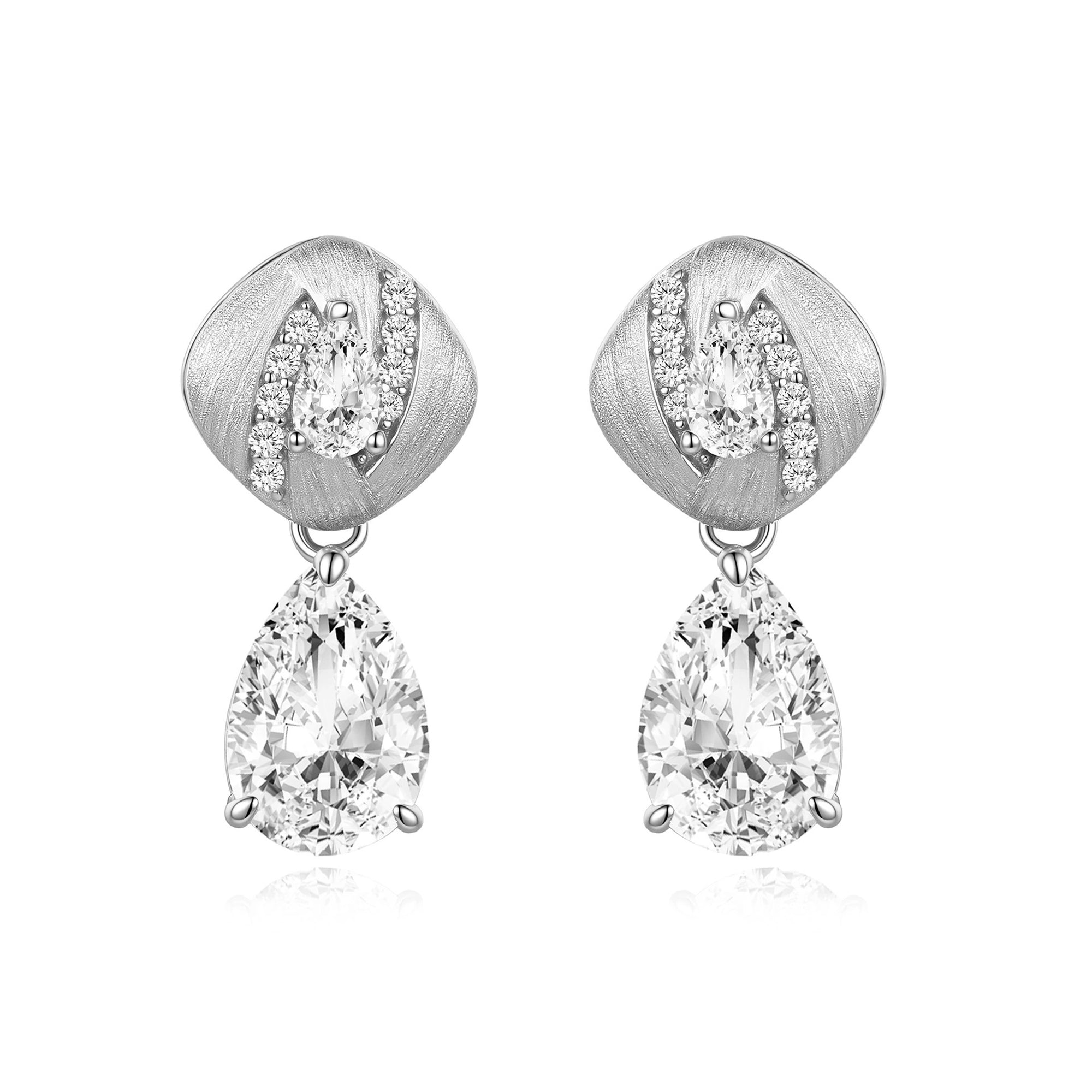 Adelmina 14K Gold Cushion Teardrop Moissanite Drop Earrings