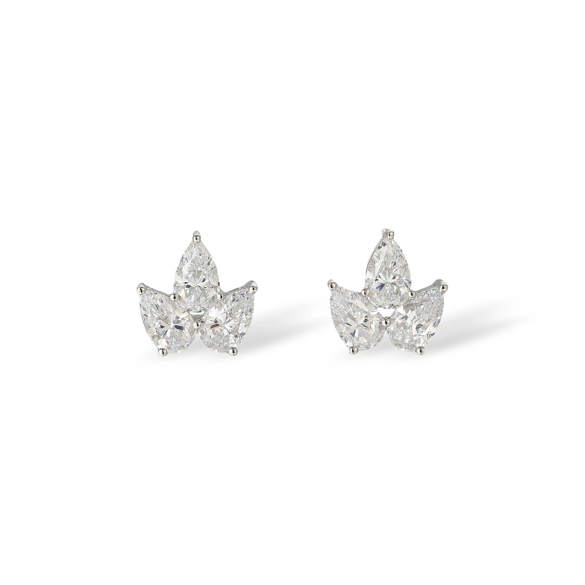 Agneline White Teardrop Crown Stud Earrings
