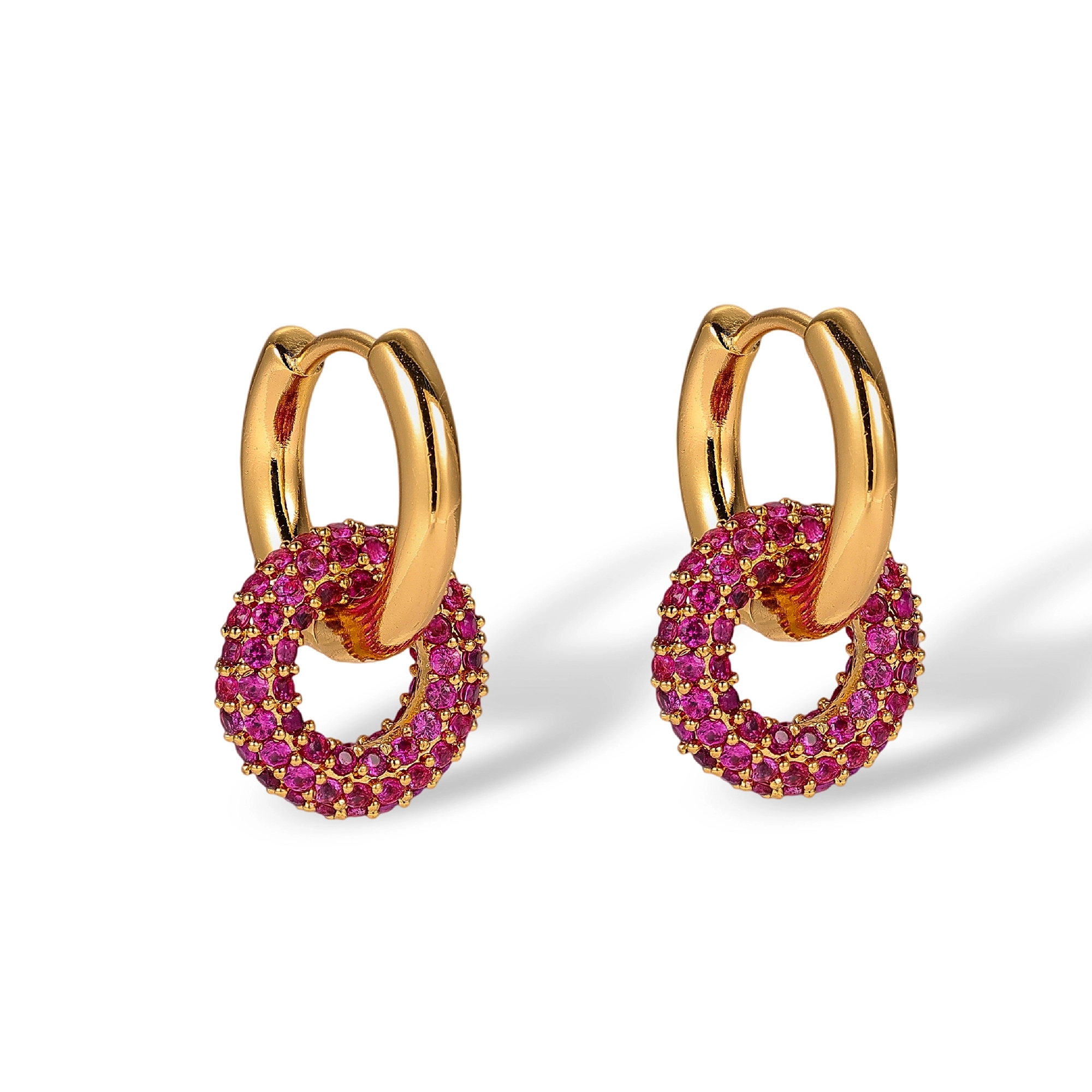 Amélise Purple Interlocking Round Huggie Earrings