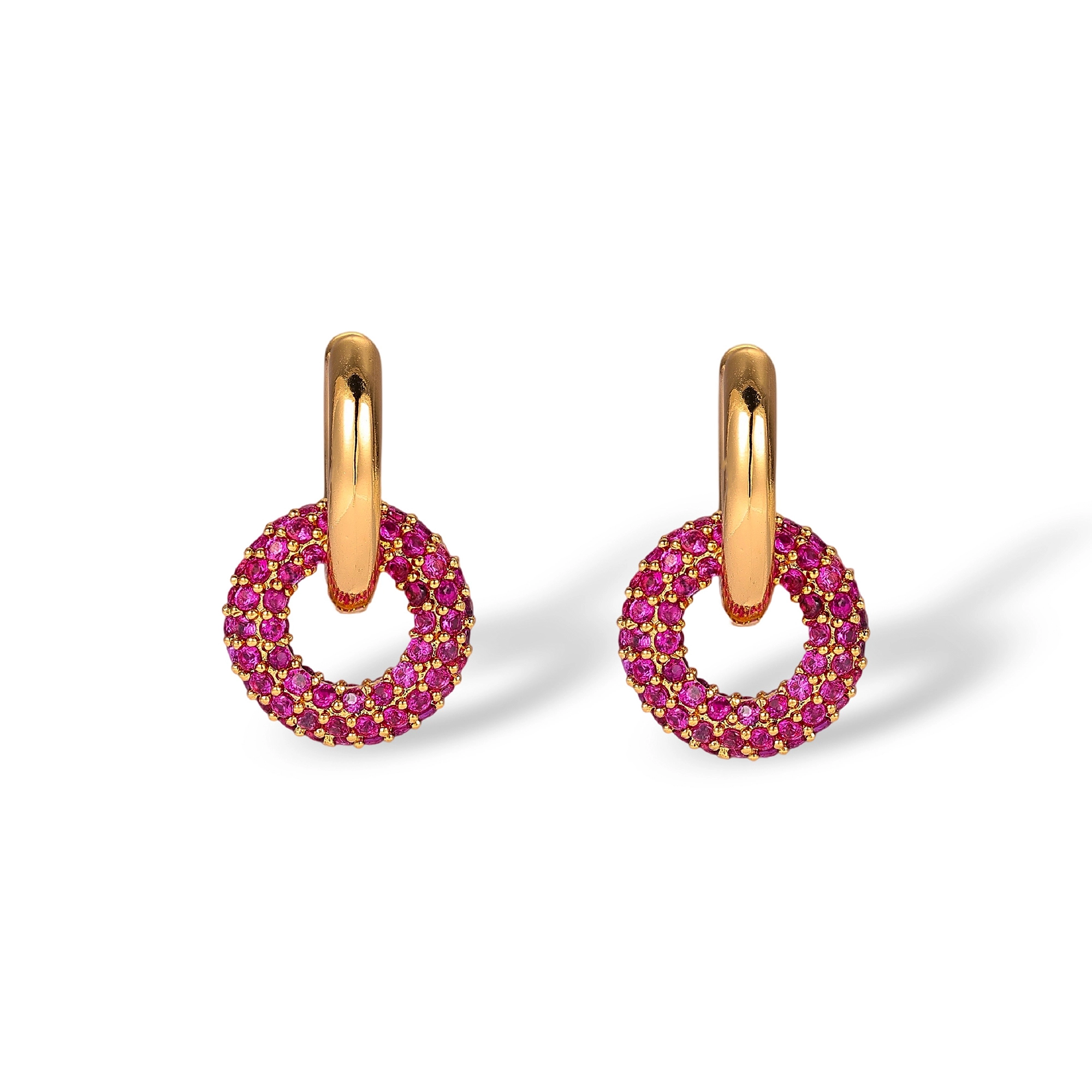 Amélise Purple Interlocking Round Huggie Earrings