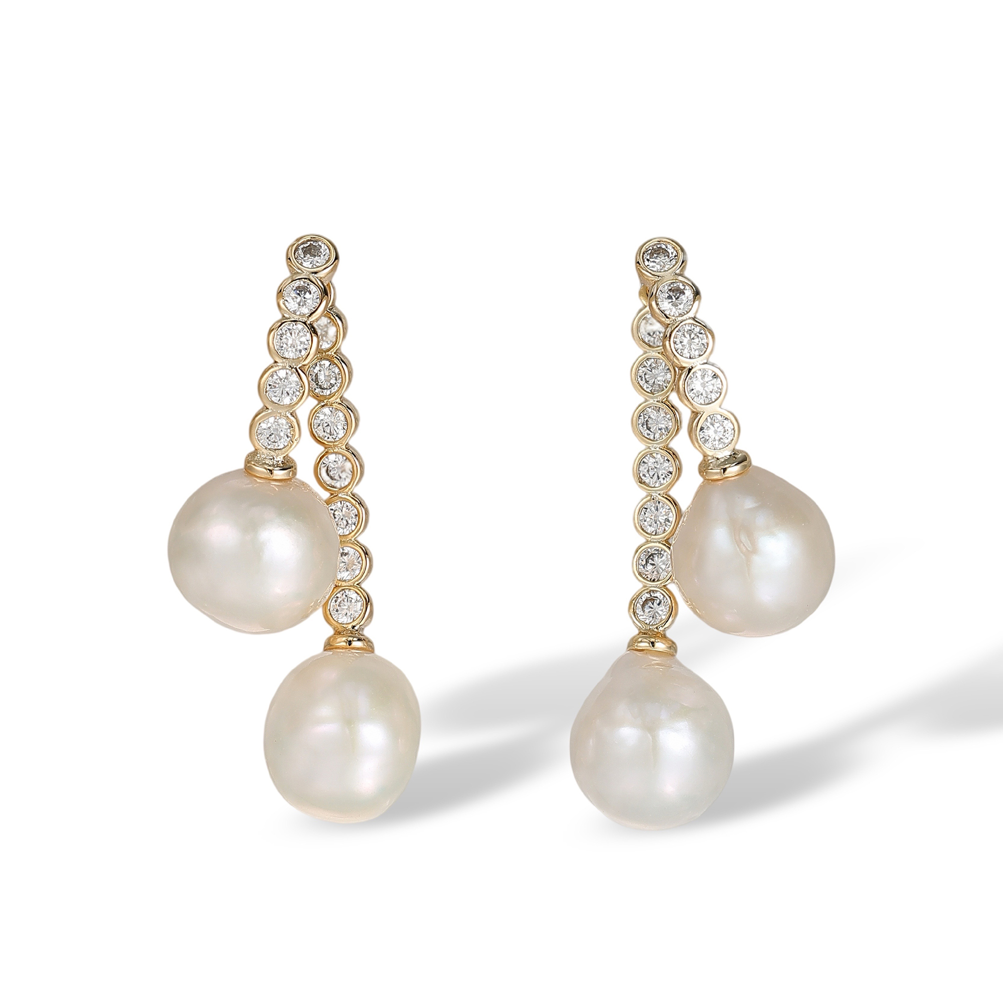 Amaryllis White Dual Pearl Drop Earrings