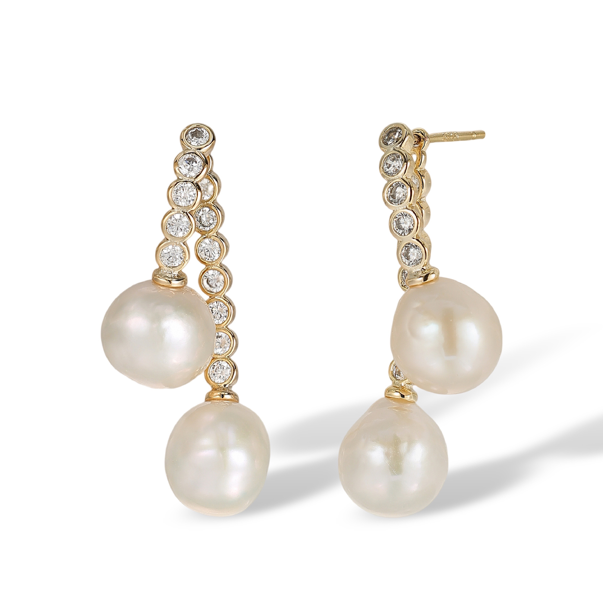 Amaryllis White Dual Pearl Drop Earrings