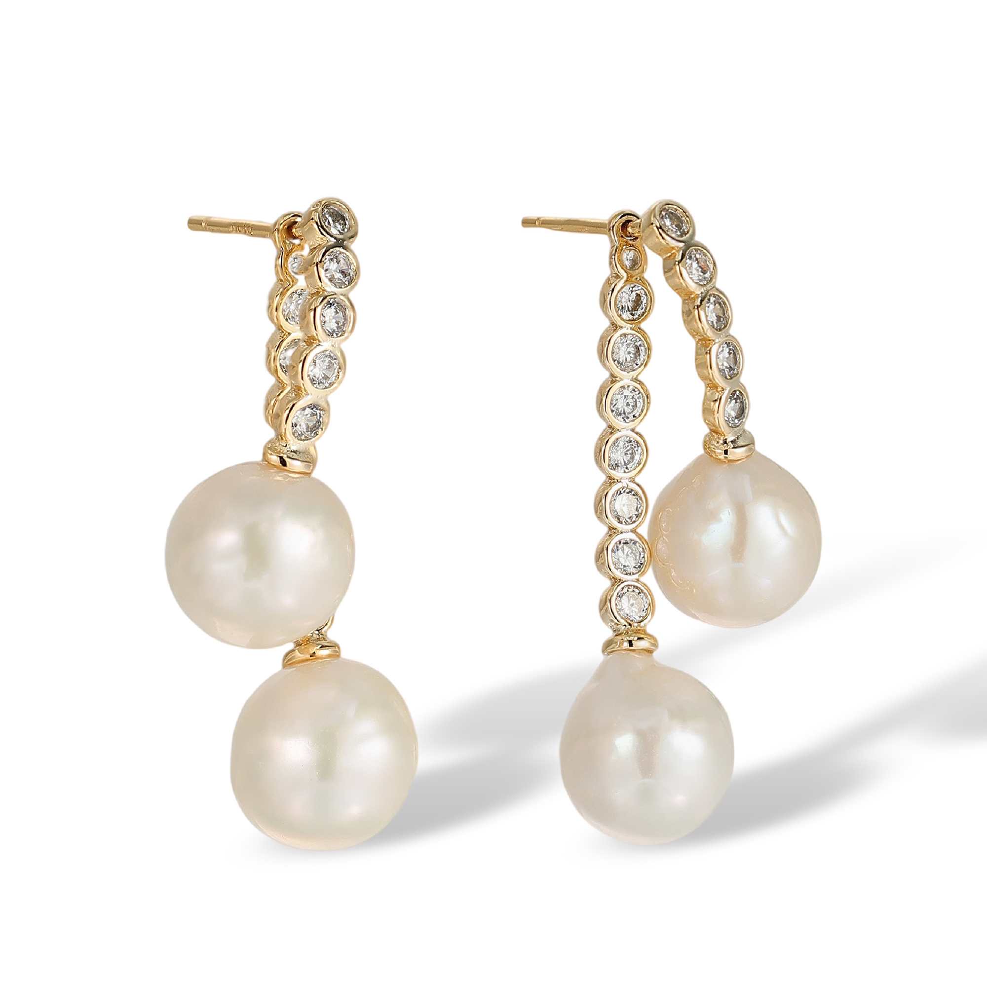 Amaryllis White Dual Pearl Drop Earrings