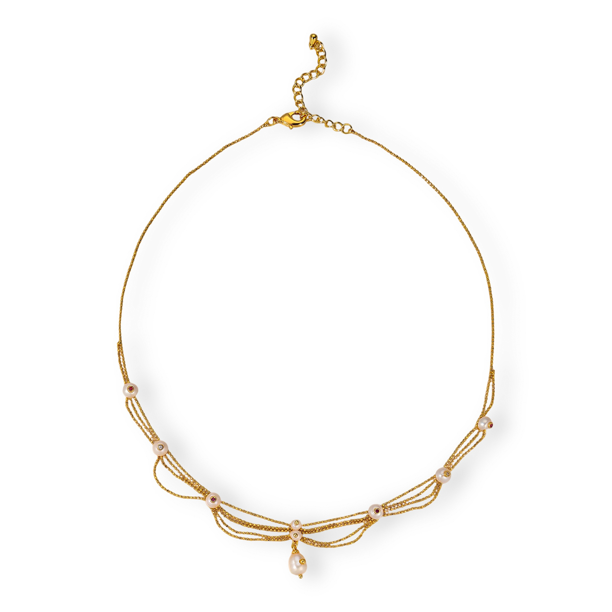 Annabelle 18K Gold Multi-Layer Draped Pearl Necklace