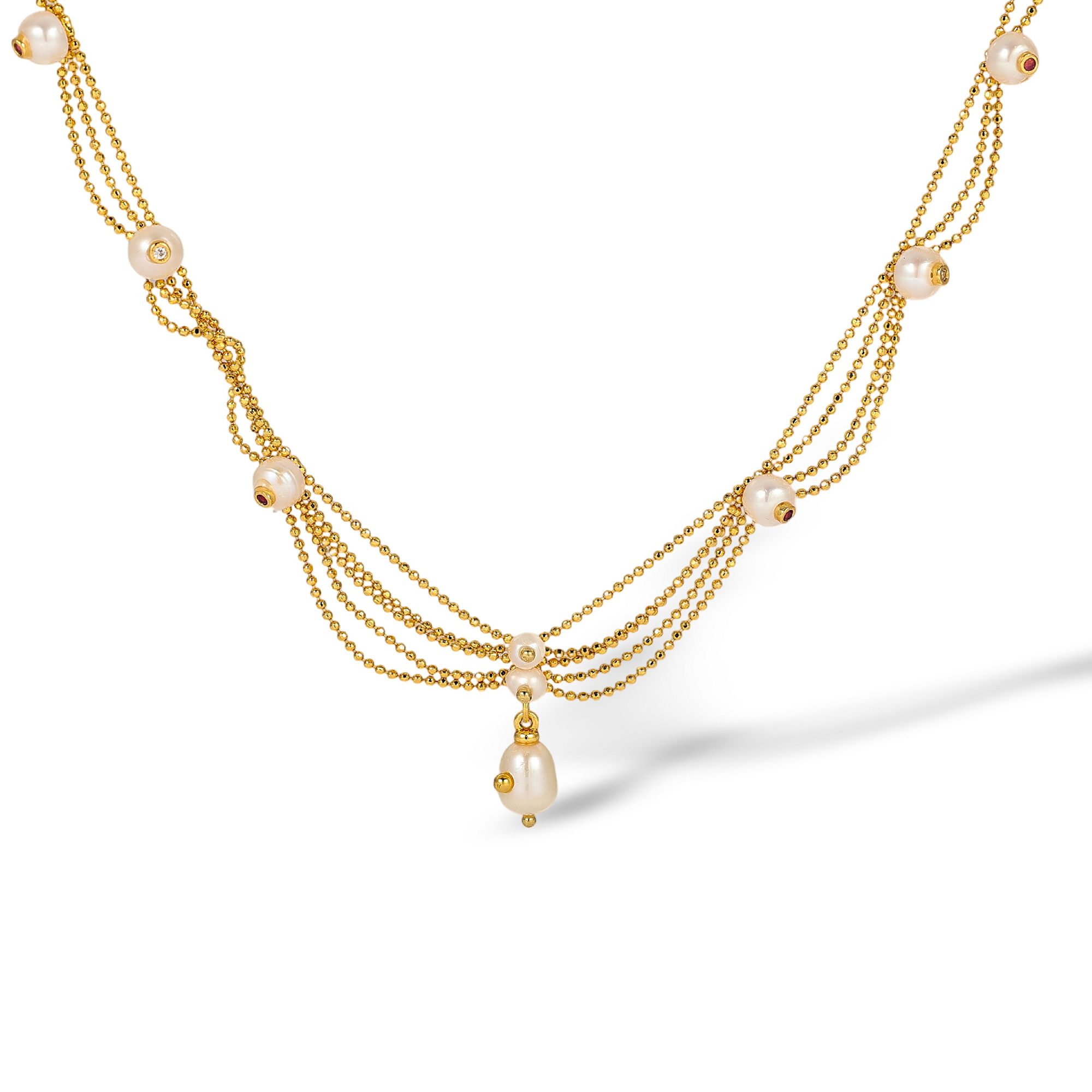 Annabelle 18K Gold Multi-Layer Draped Pearl Necklace