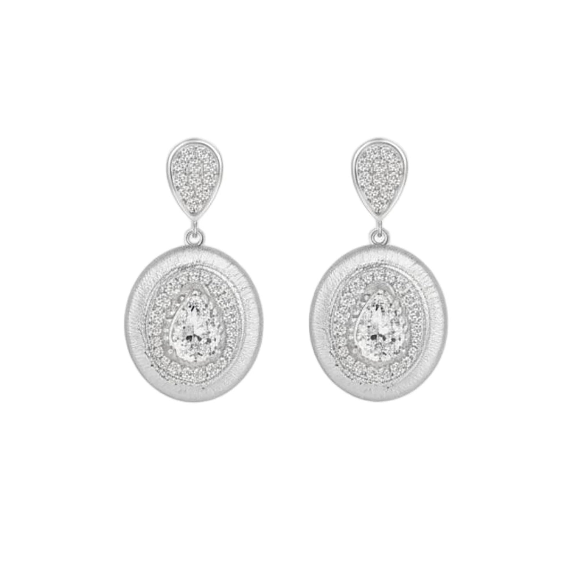 Anshild 14K Gold Teardrop Round Moissanite Drop Earrings