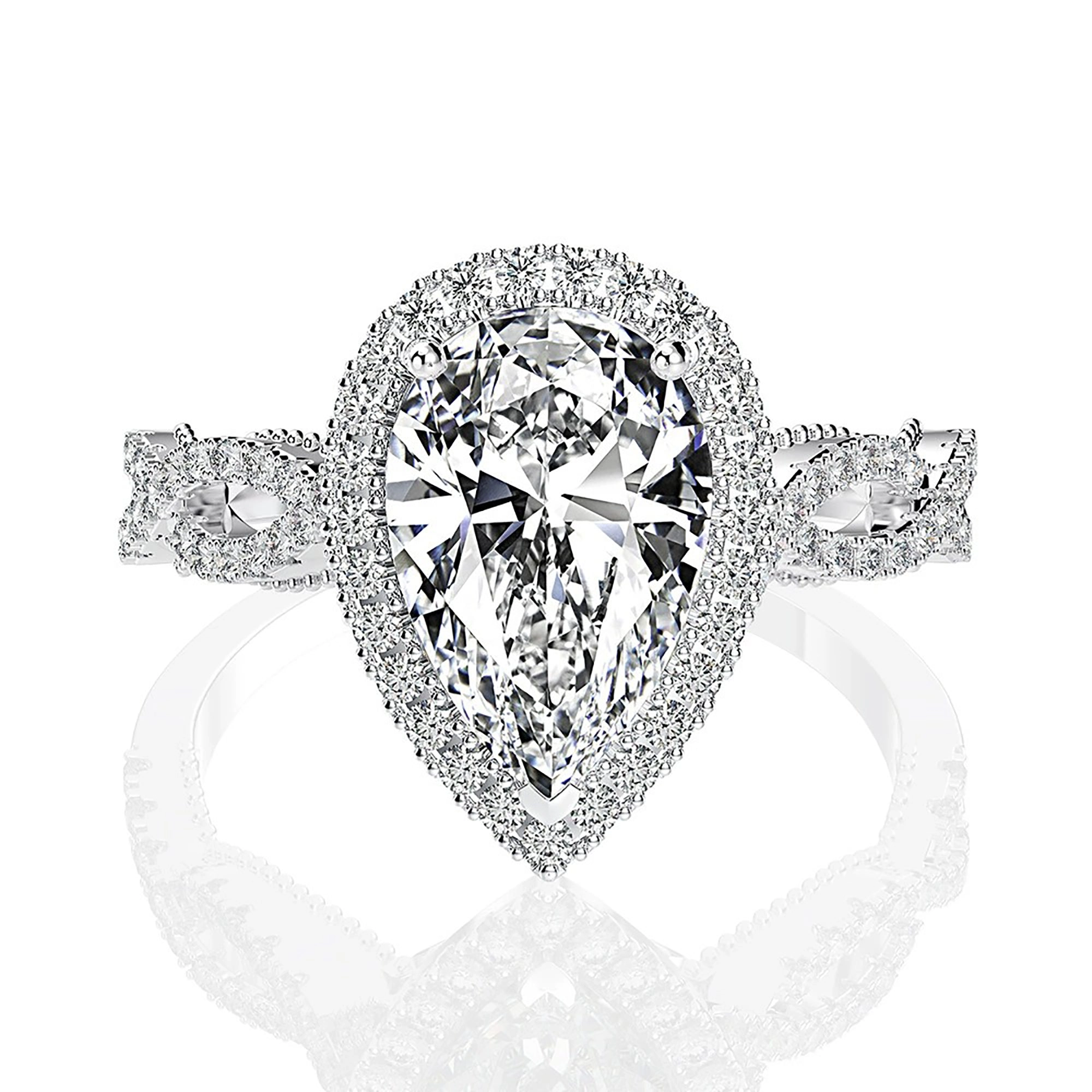 Answindis White Teardrop Ring