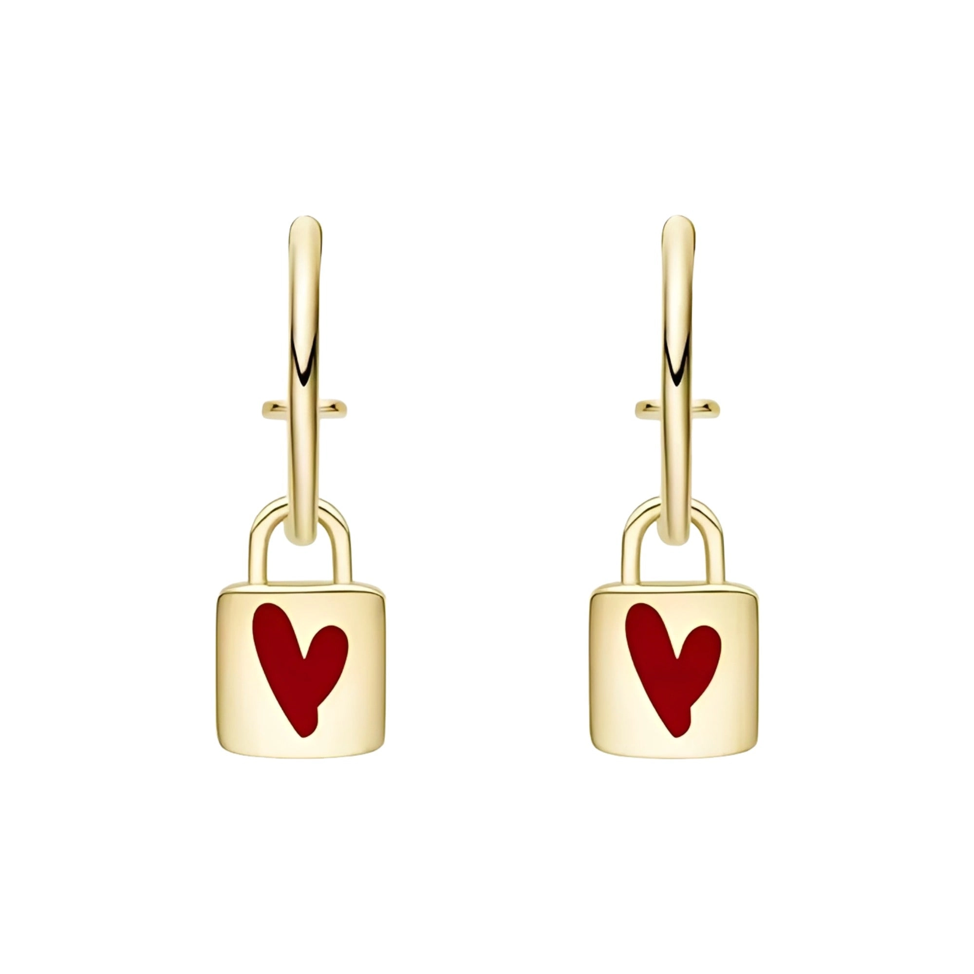 Antoinette Gold Heart Lock Earrings