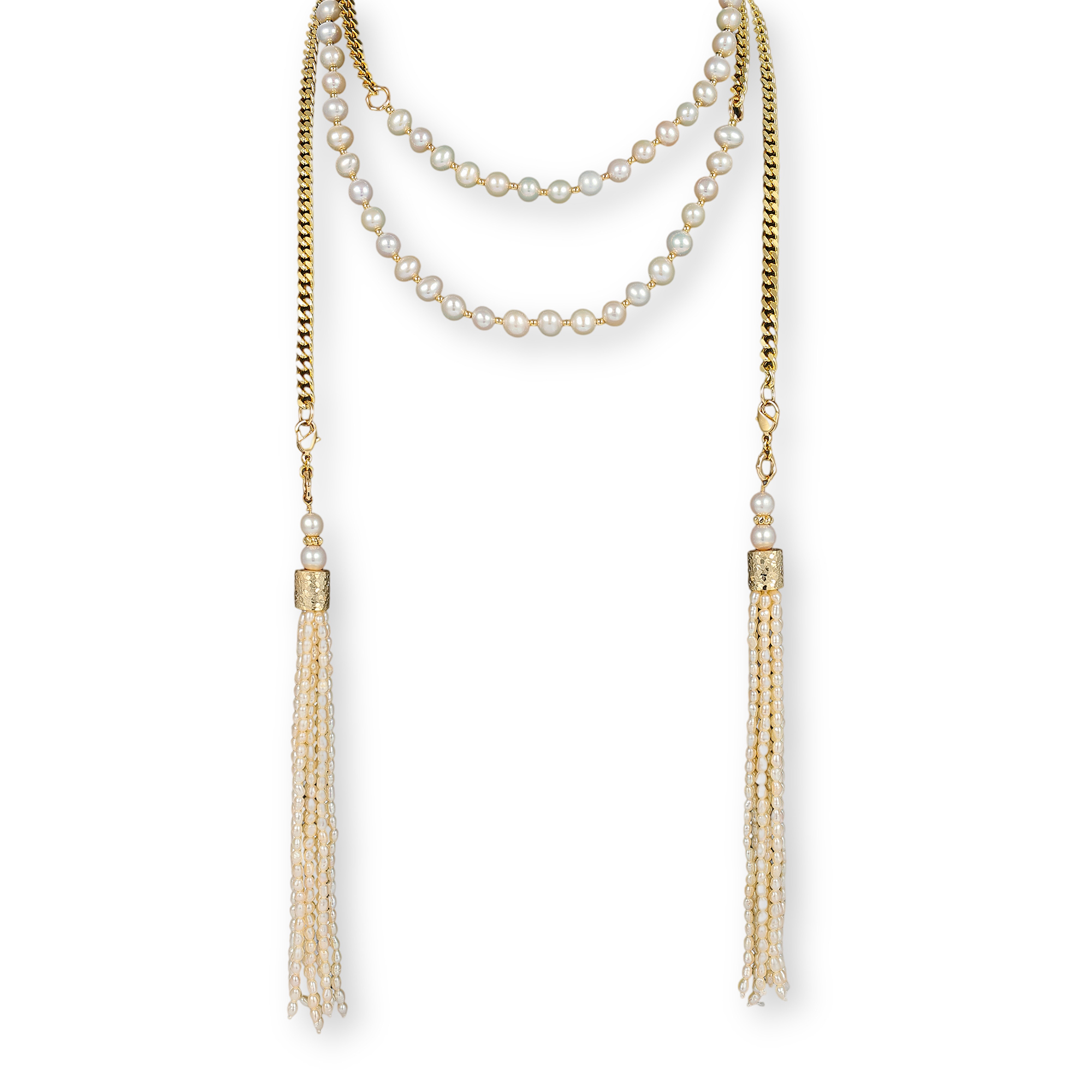 Aspasie White Pearl Tassel Long Necklace