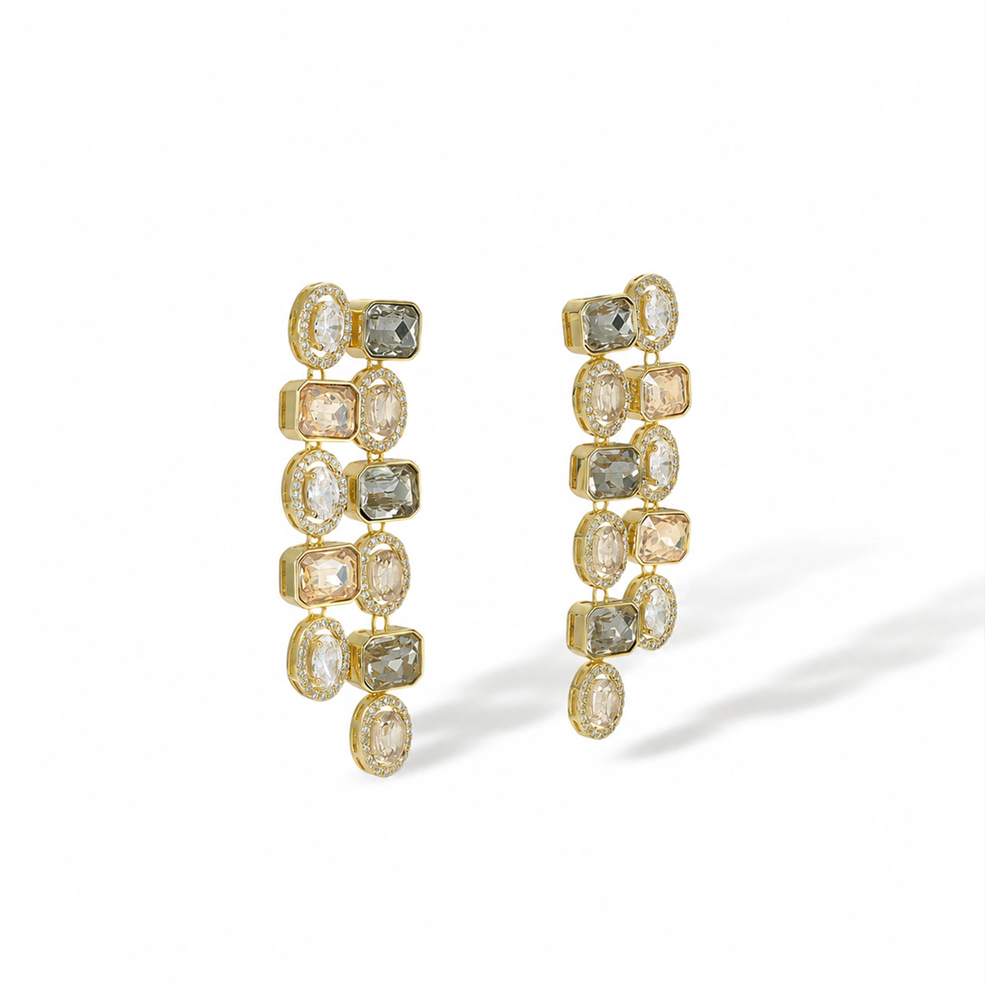 Béatris 14K Gold Rectangular Oval Drop Earrings