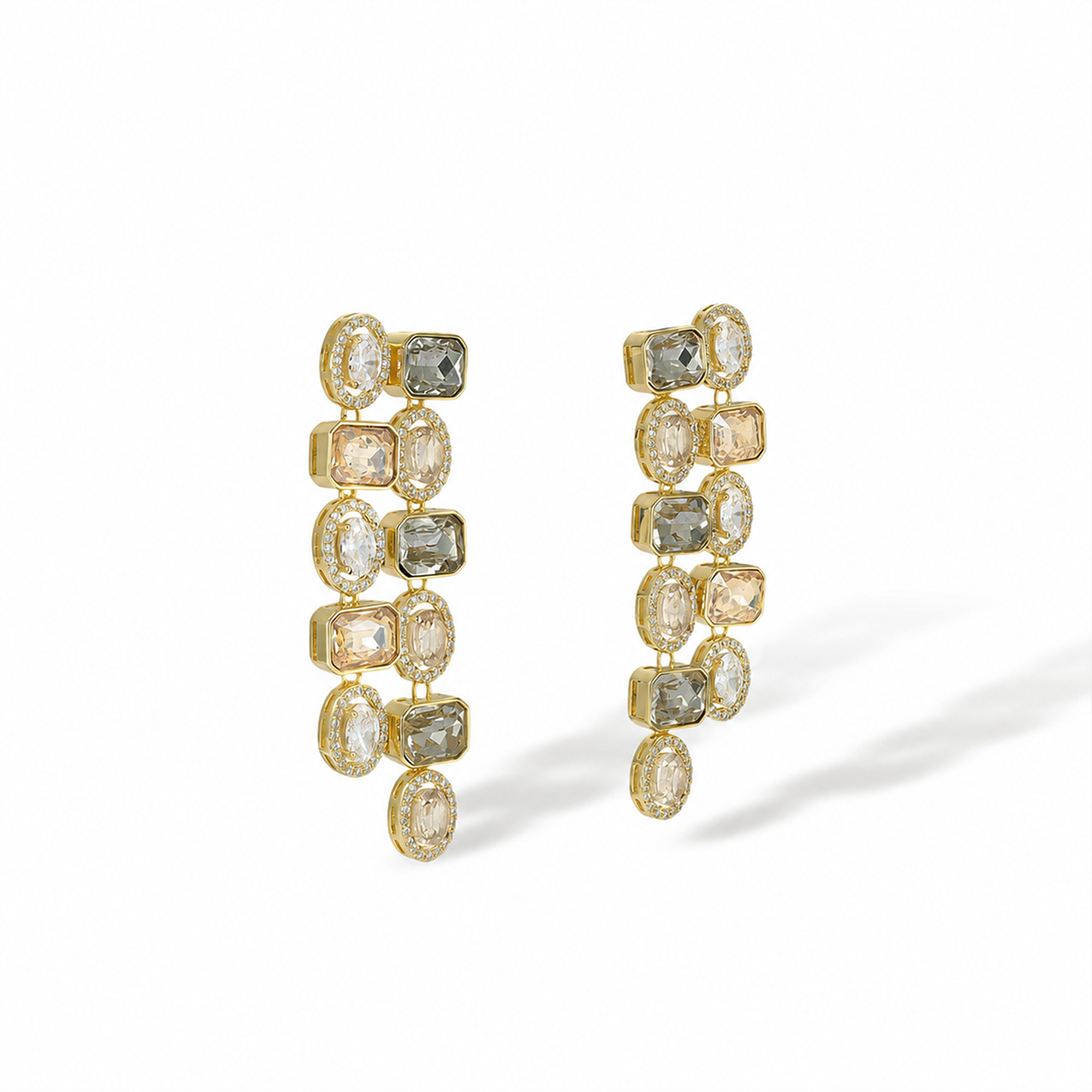 Béatris 14K Gold Rectangular Oval Drop Earrings