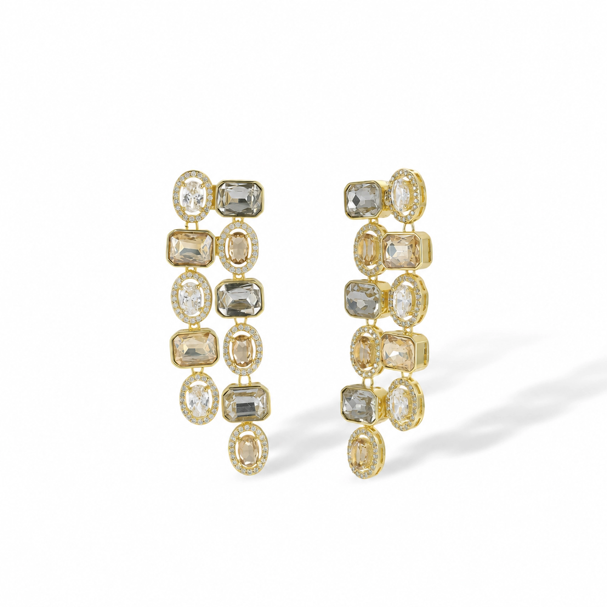 Béatris 14K Gold Rectangular Oval Drop Earrings