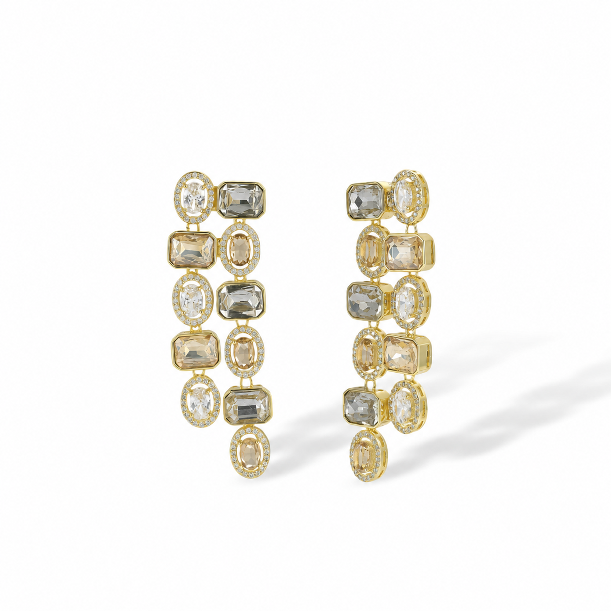 Béatris 14K Gold Rectangular Oval Drop Earrings