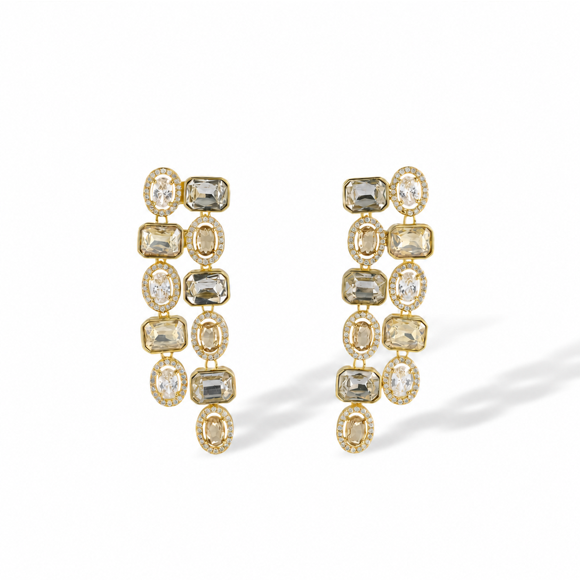 Béatris 14K Gold Rectangular Oval Drop Earrings