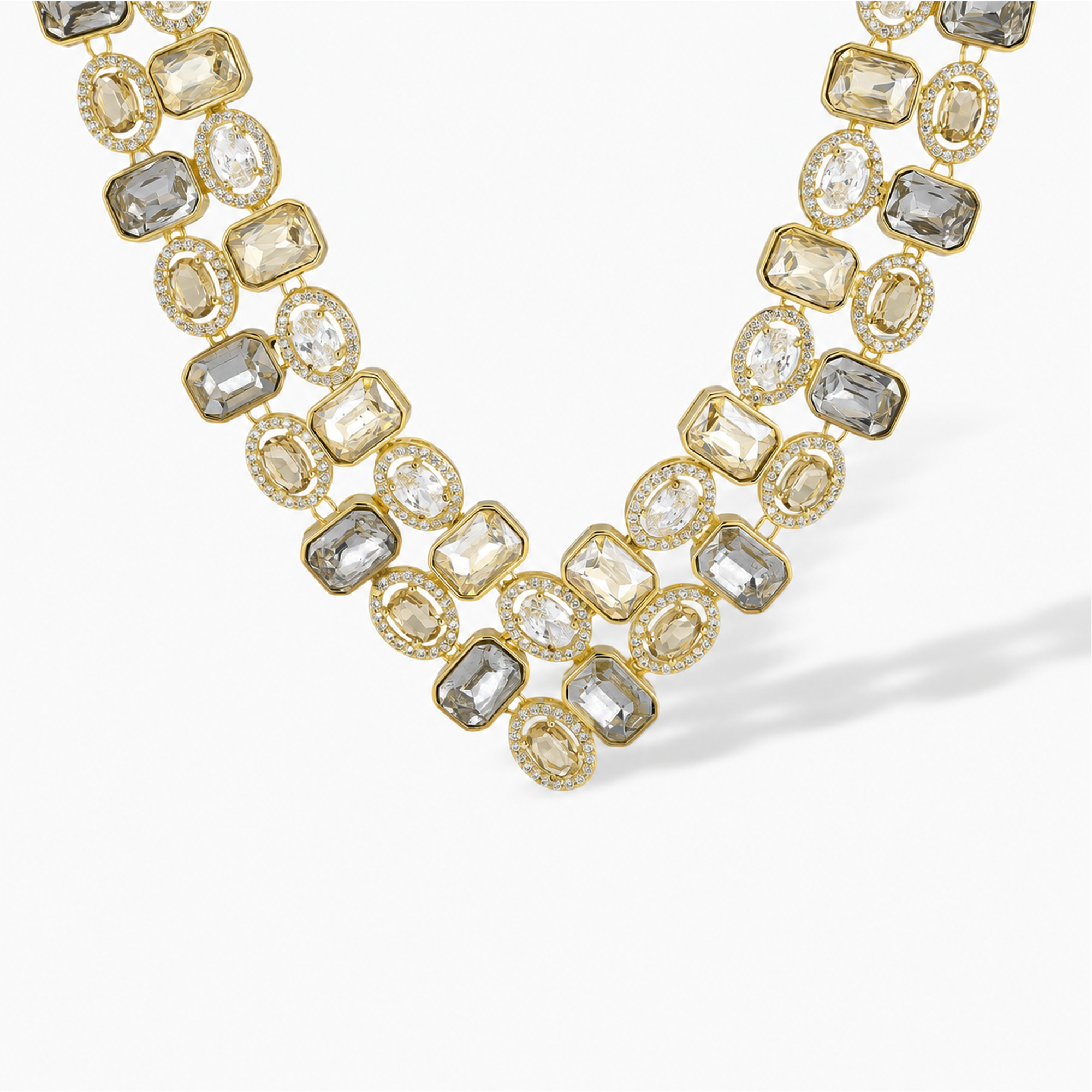 Béatris 14K Gold Rectangular Oval Necklace
