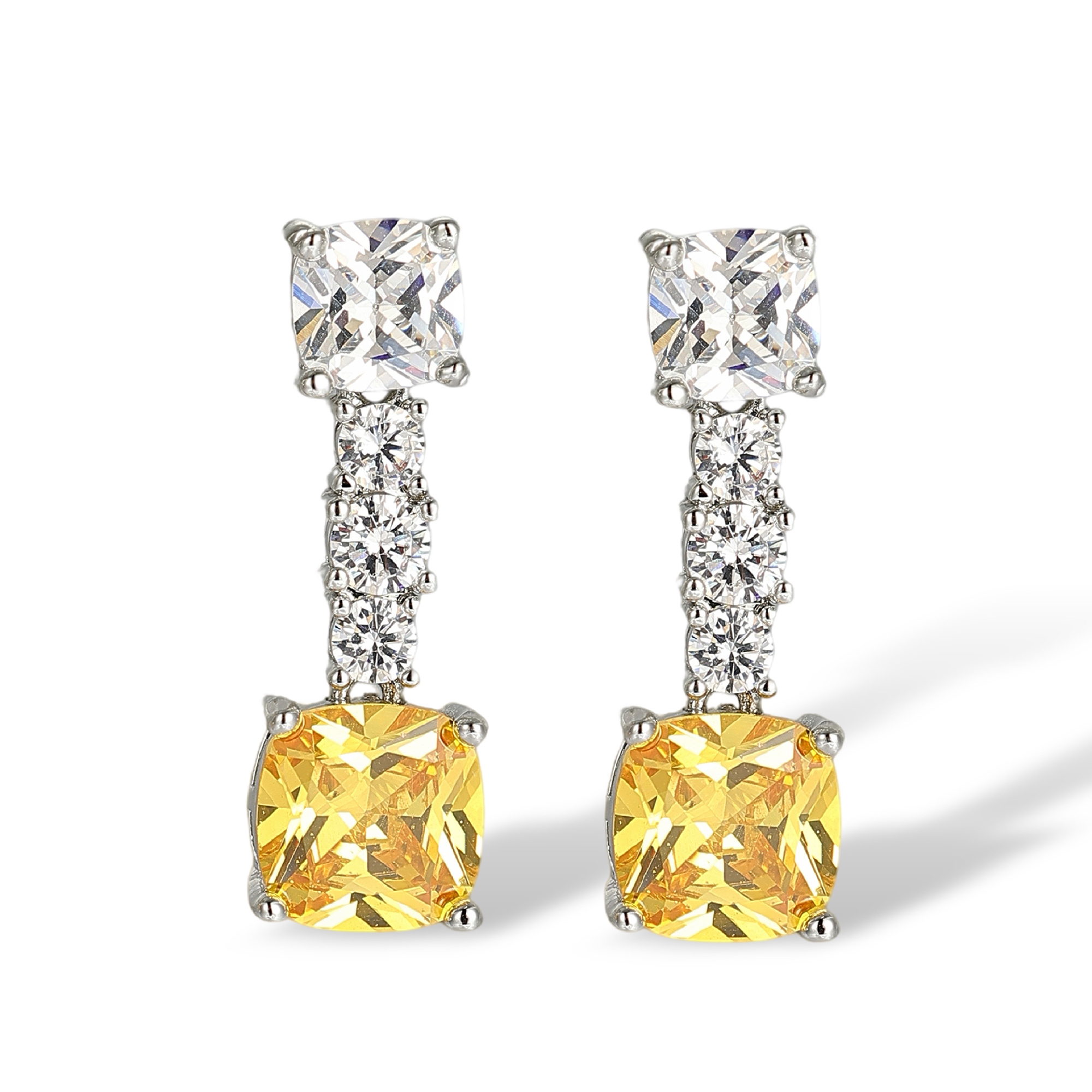 Baccara Yellow Cushion Drop Earrings & Necklace Set
