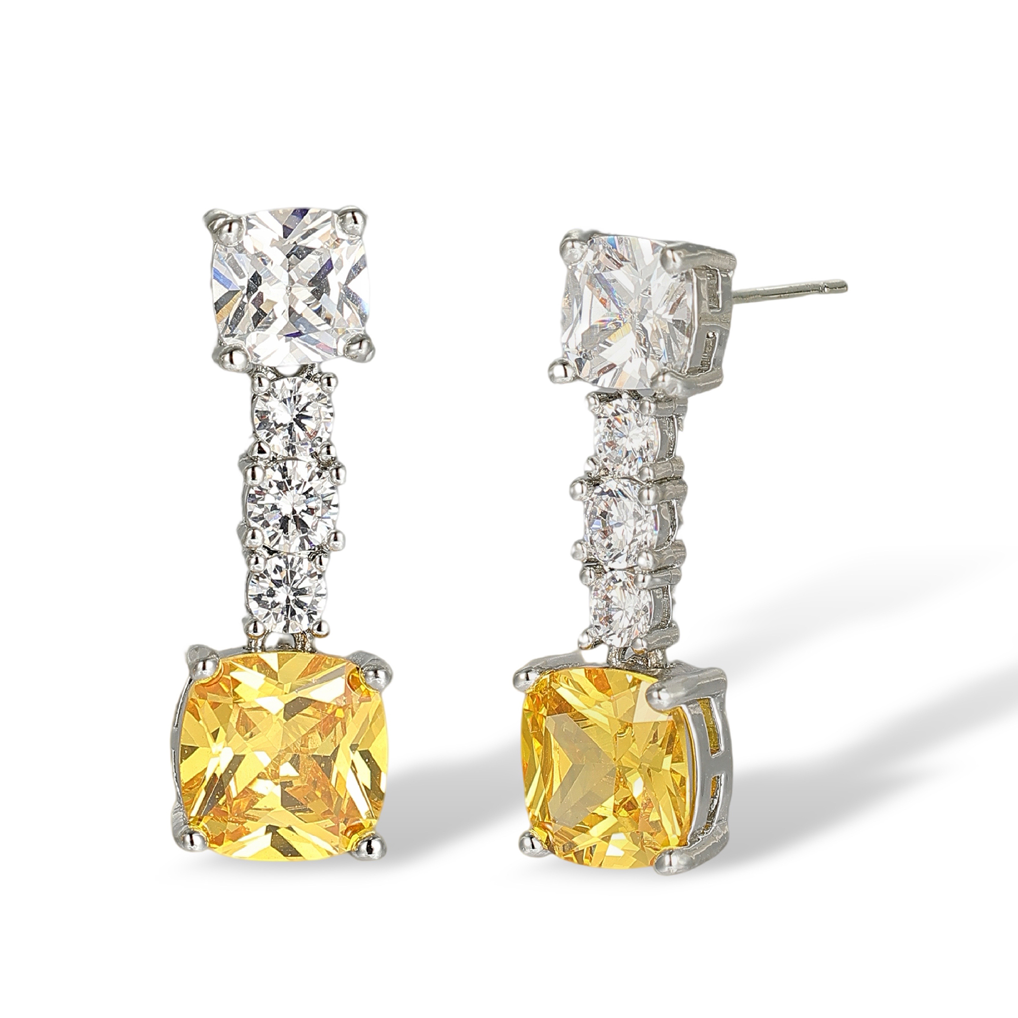 Baccara Yellow Cushion Drop Earrings & Necklace Set