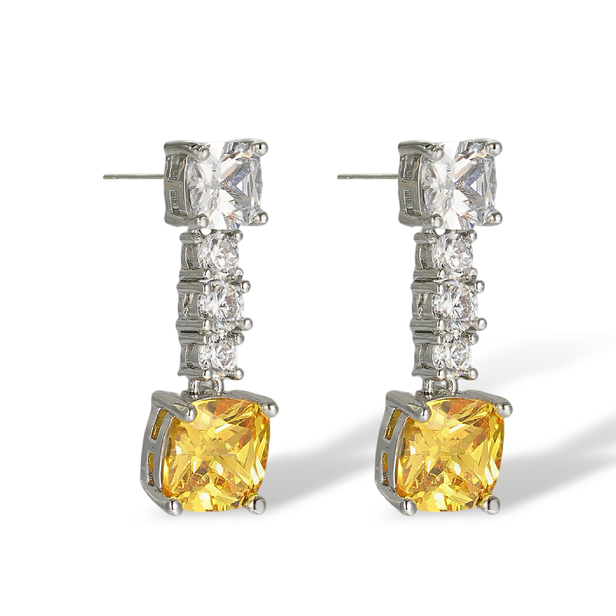 Baccara Yellow Cushion Drop Earrings & Necklace Set