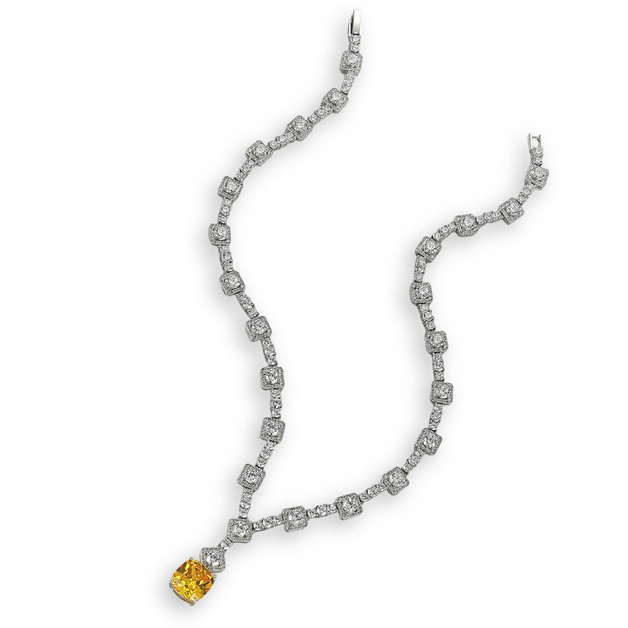 Baccara Yellow Cushion Drop Earrings & Necklace Set