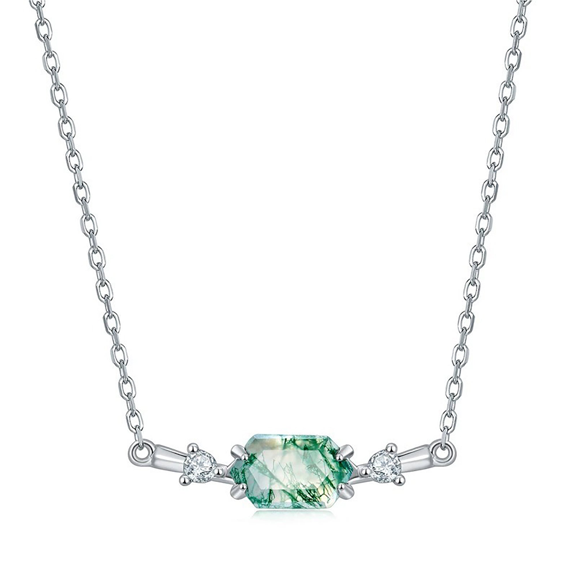 Bérengère Green Moss Rectangular Necklace