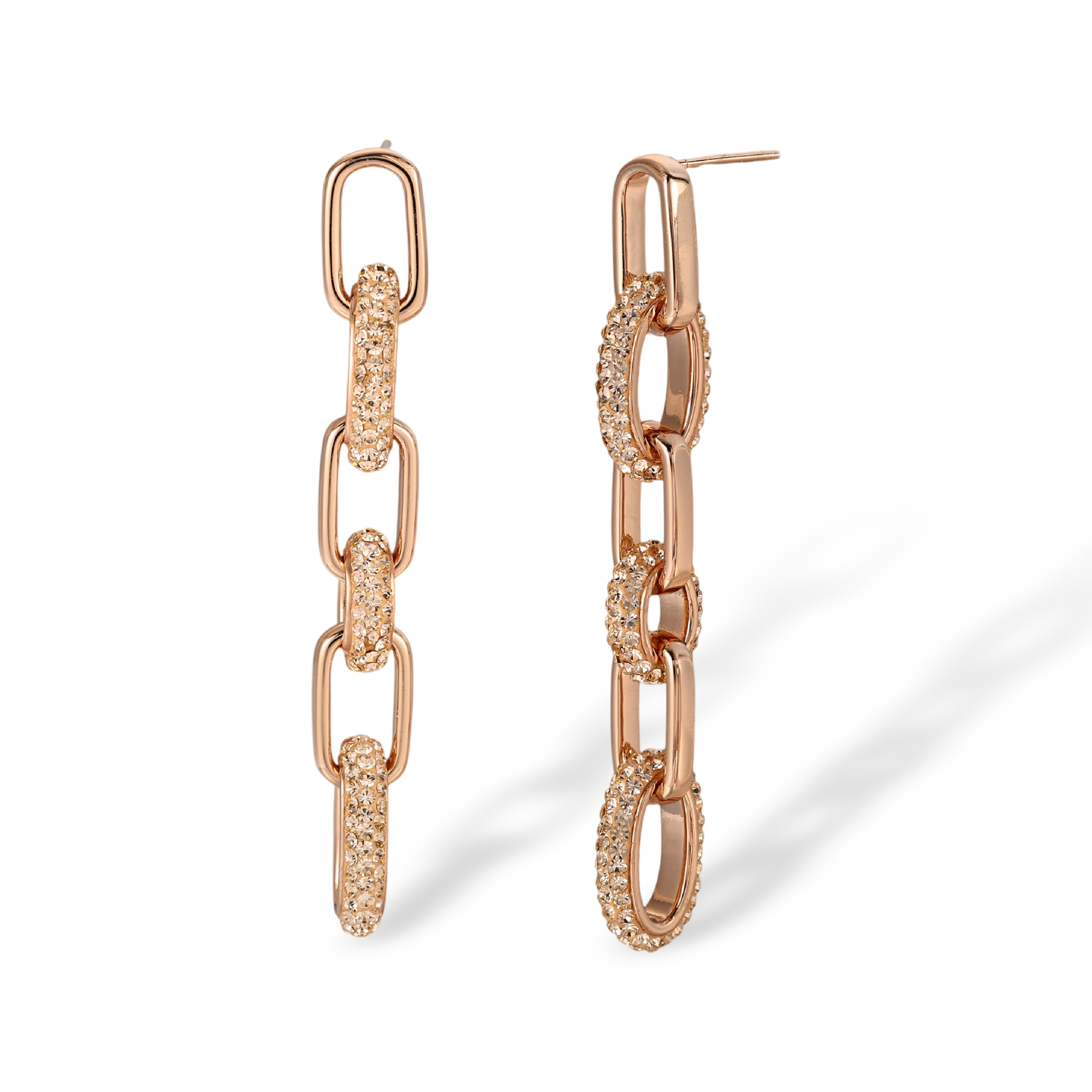 Berenikea Rose Gold Paperclip Link Drop Earrings