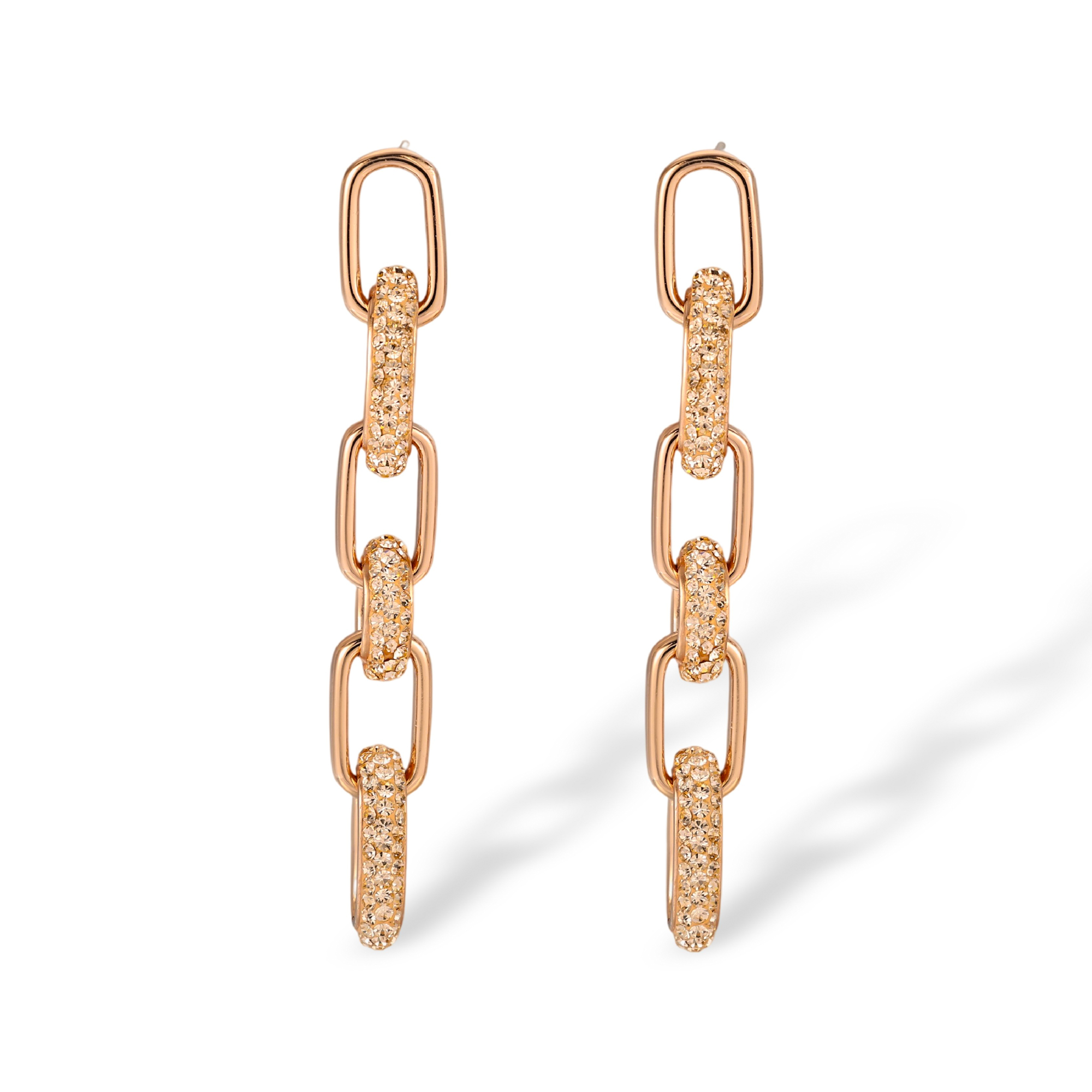 Berenikea Rose Gold Paperclip Link Drop Earrings