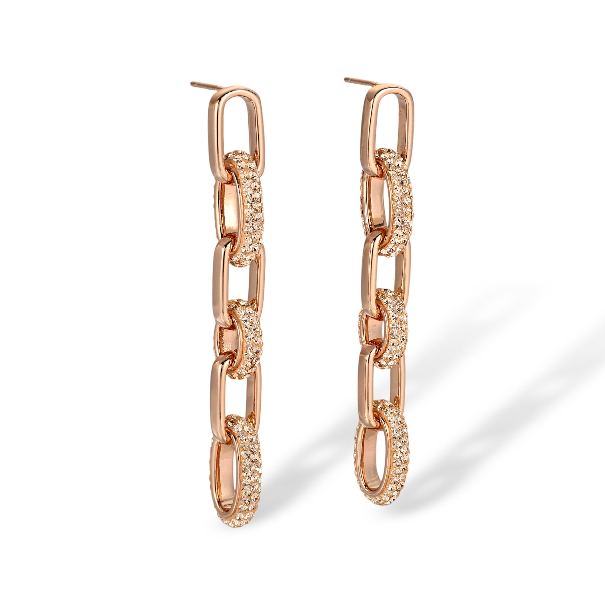 Berenikea Rose Gold Paperclip Link Drop Earrings