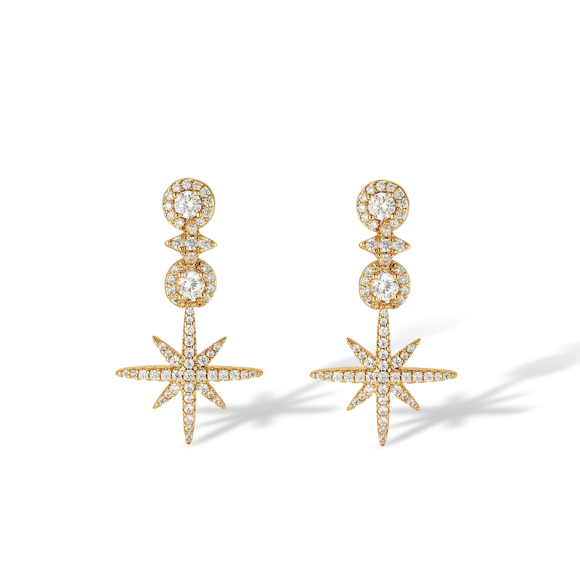 Berswind 14K Gold Starburst Drop Earrings