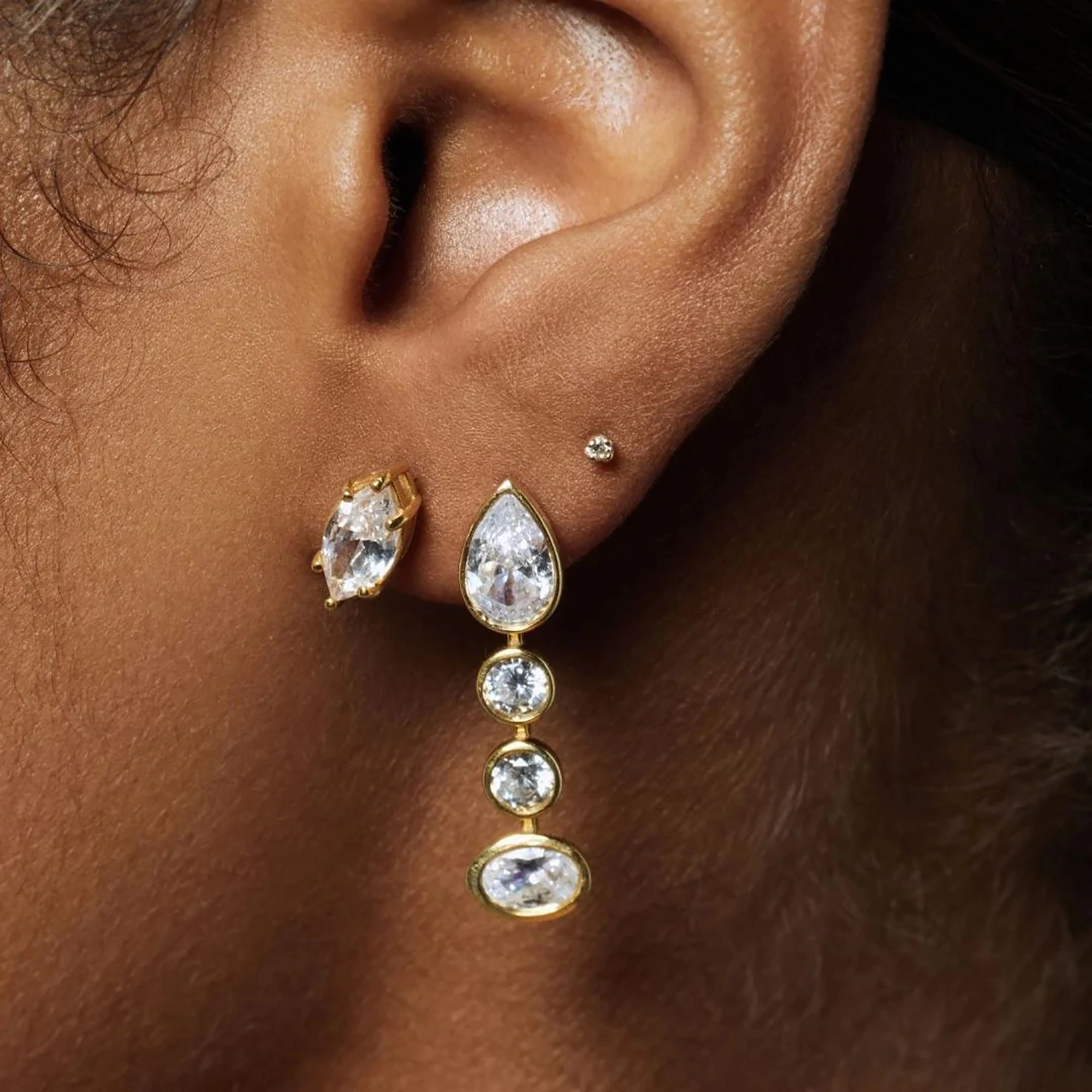 Bertrada 18K Gold Mixed Shape Drop Earrings