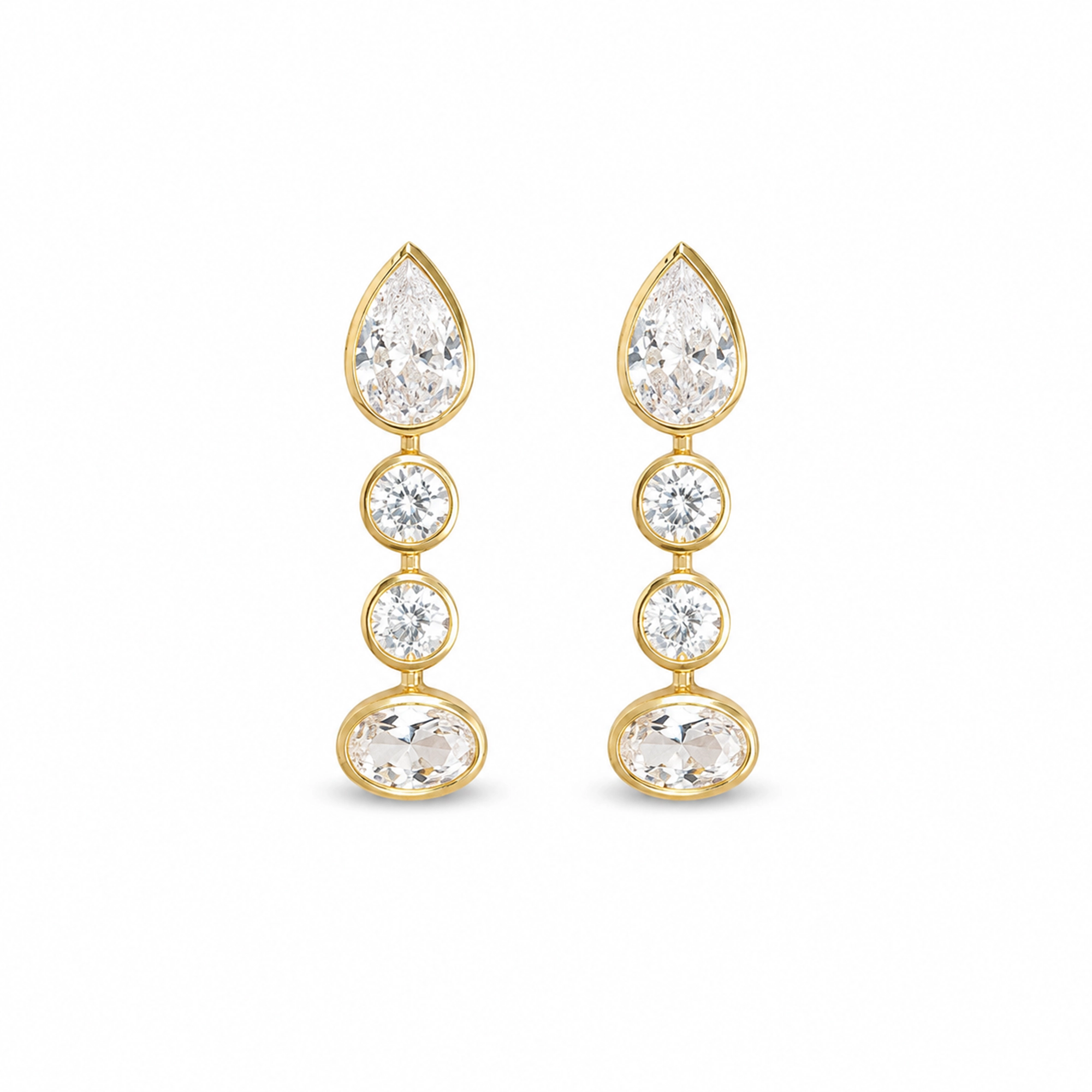 Bertrada 18K Gold Mixed Shape Drop Earrings