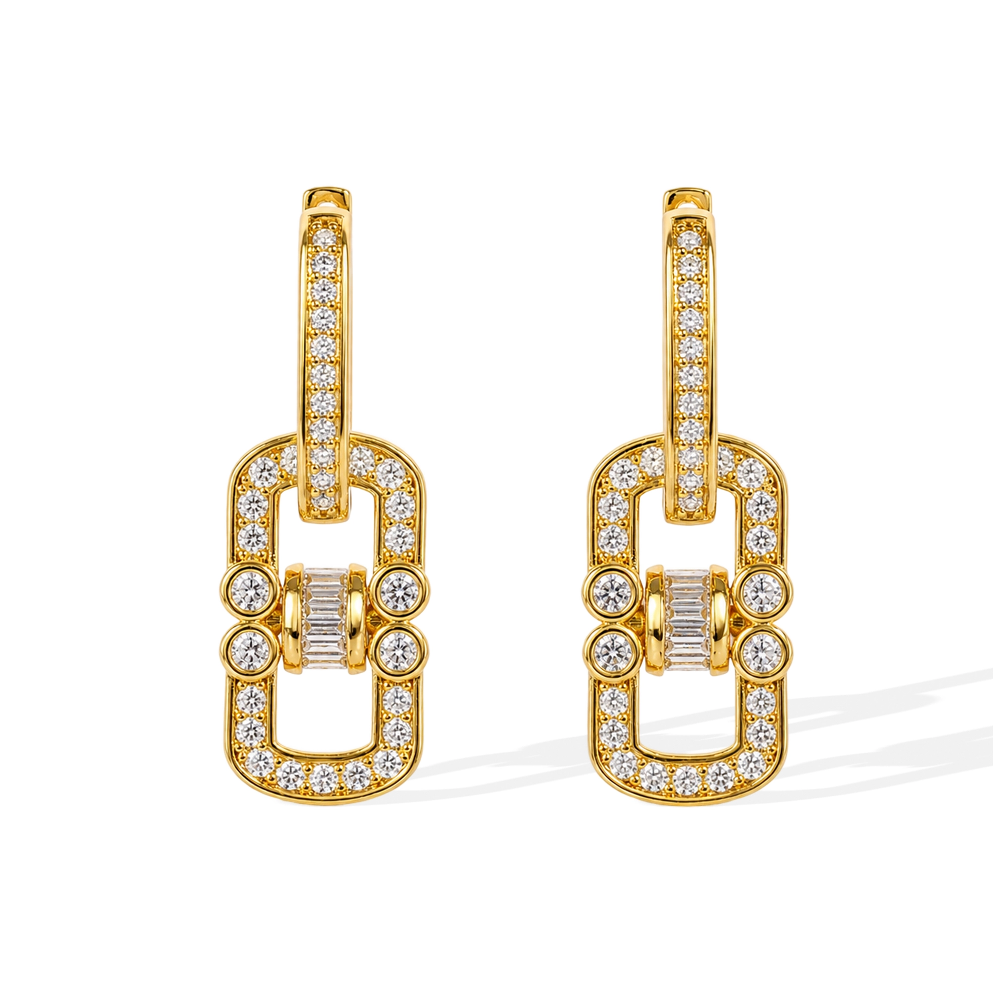 Berwina 14K Gold Double-Link Drop Earrings
