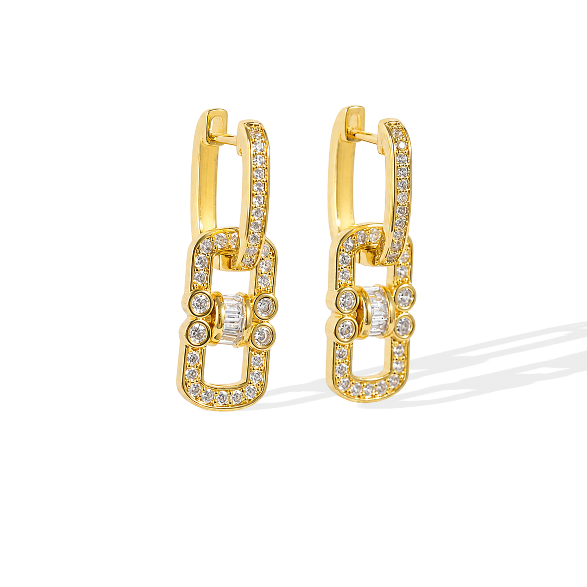Berwina 14K Gold Double-Link Drop Earrings