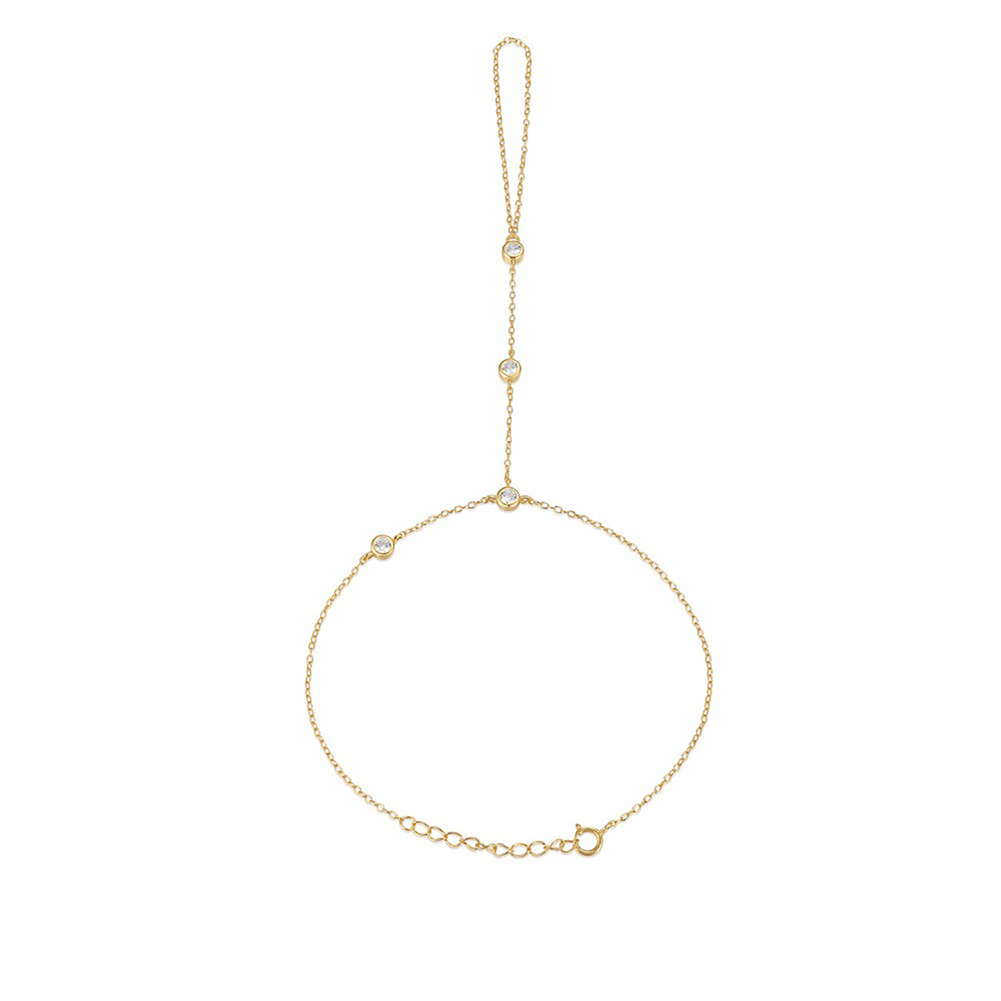 Sandrina 18K Gold Bezel-Set Round Link Finger Bracelet