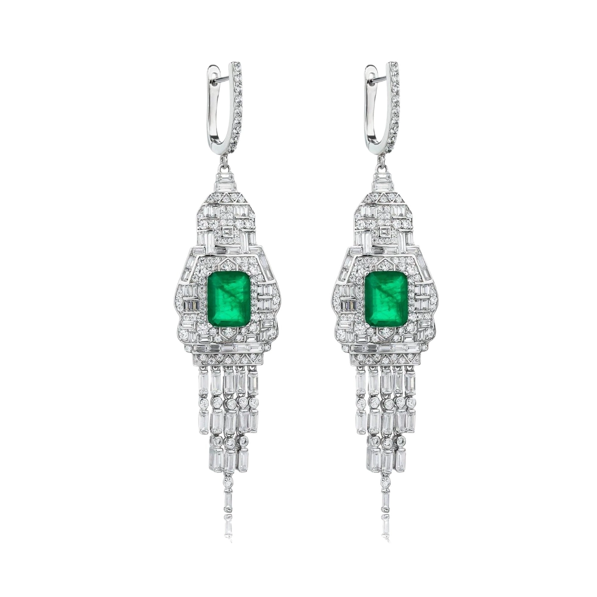 Brunelle Emerald Green Tassel Drop Earrings