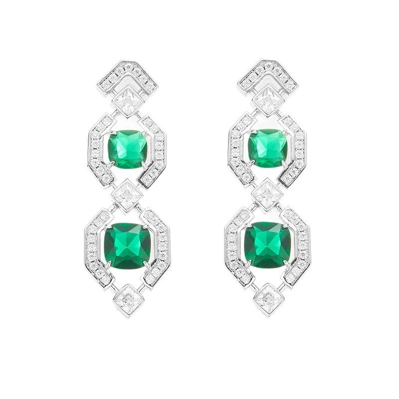 Bruntraud Green Cushion Earrings