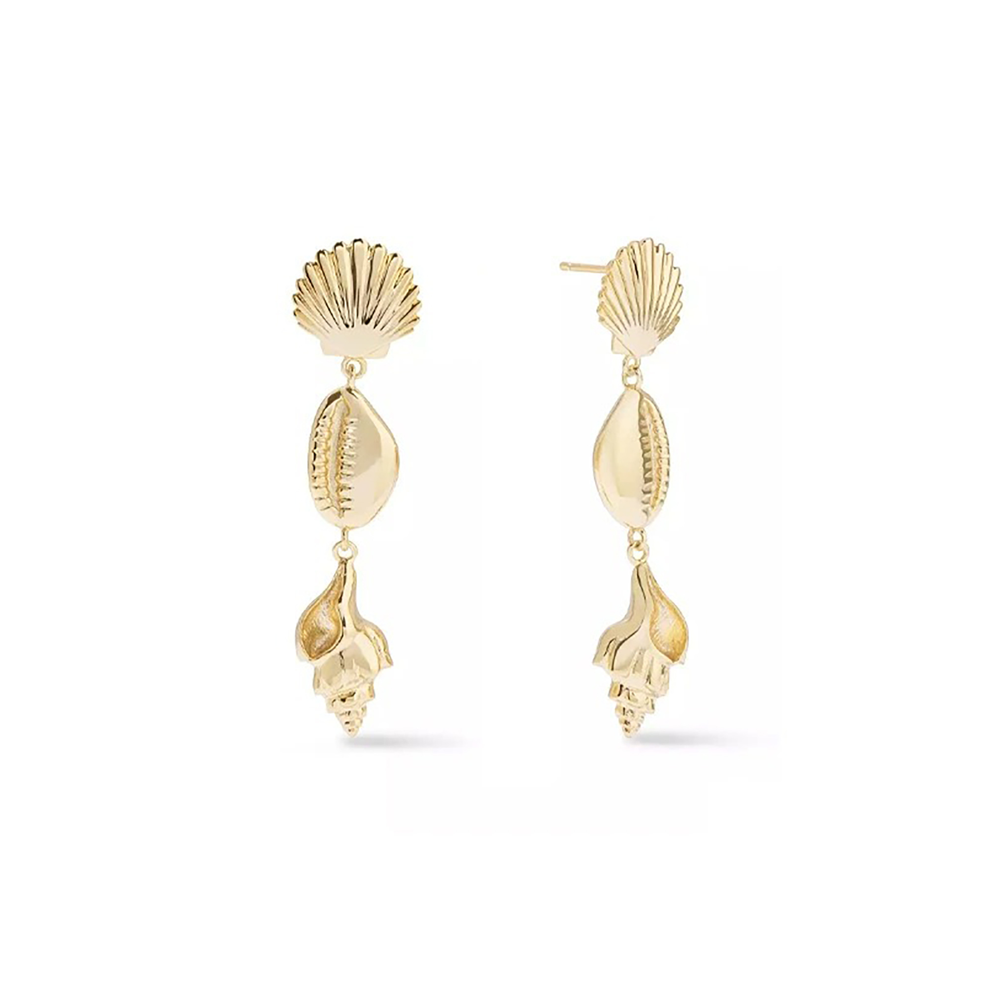 Céciliette 18K Gold Seashell Conch Drop Earrings