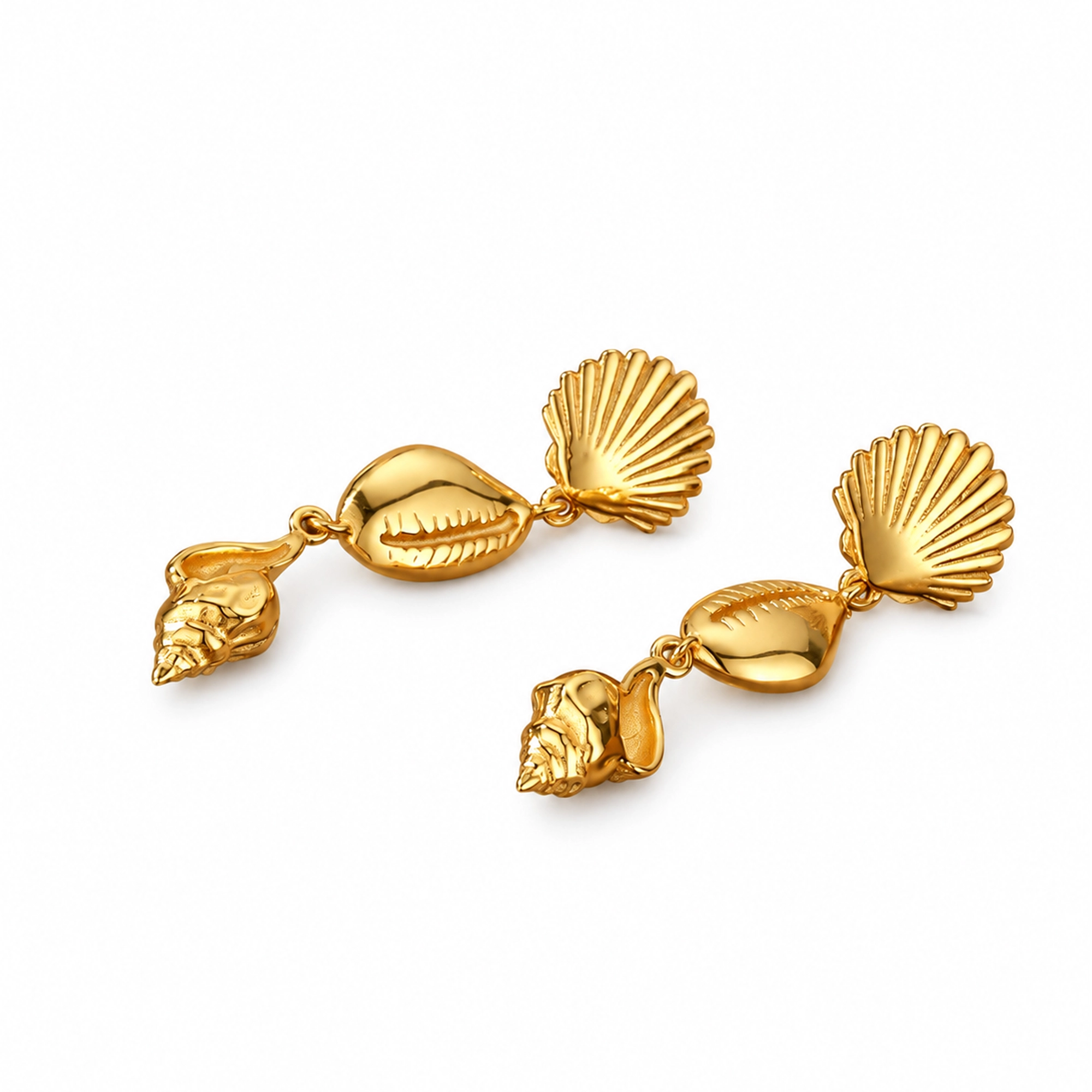 Céciliette 18K Gold Seashell Conch Drop Earrings