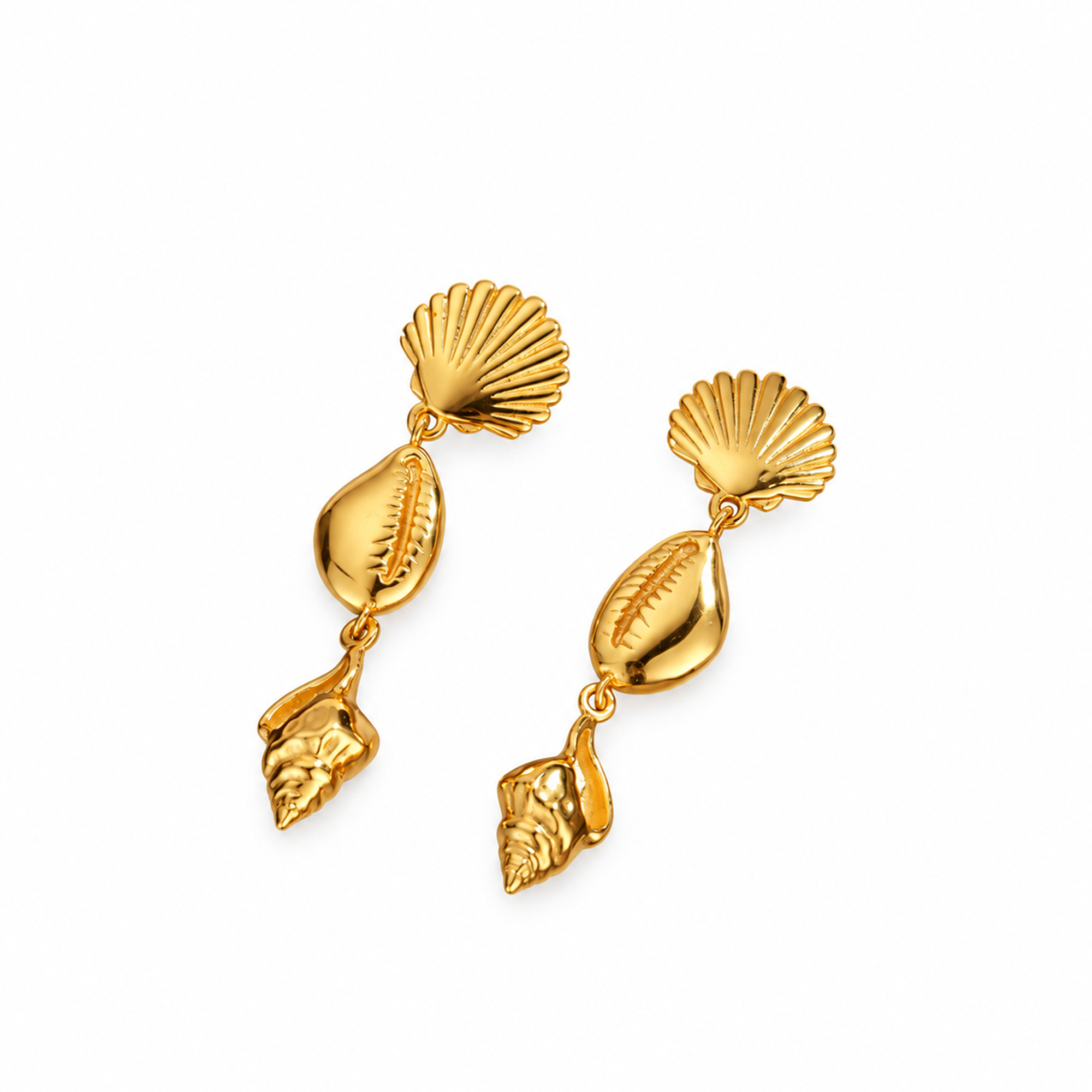 Céciliette 18K Gold Seashell Conch Drop Earrings