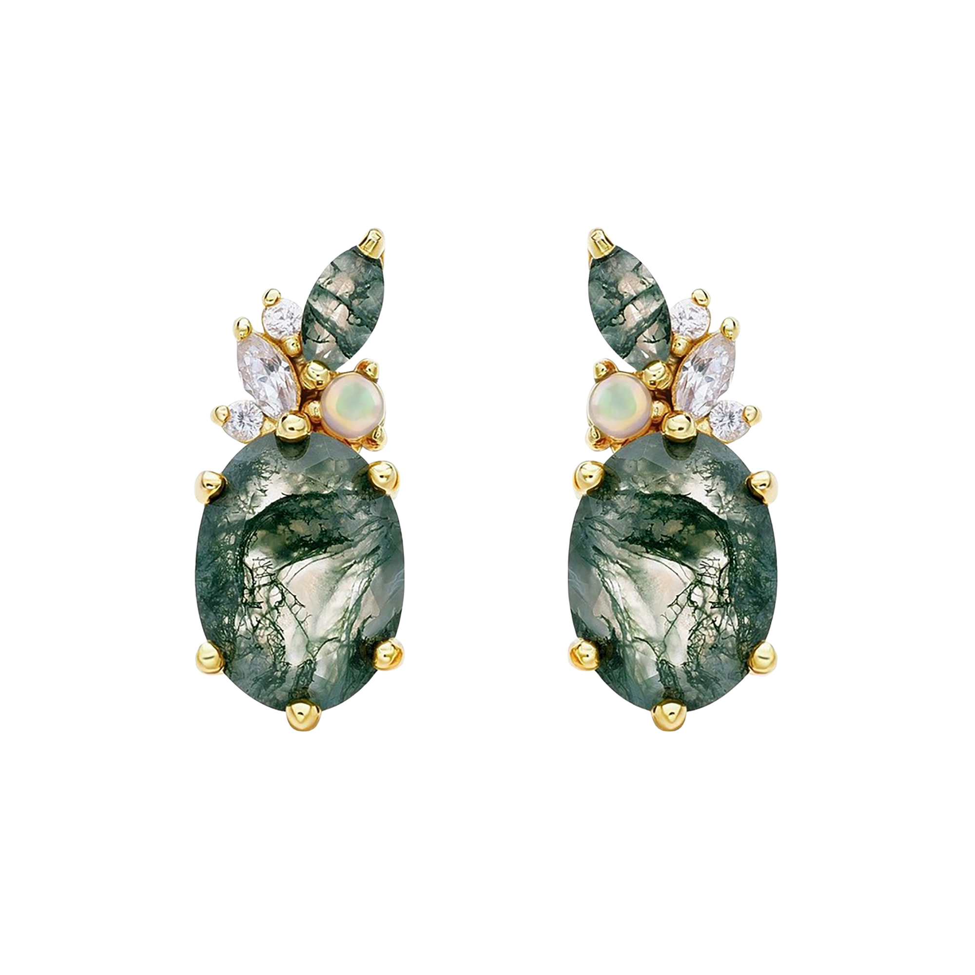 Caline Green Moss Oval Earrings