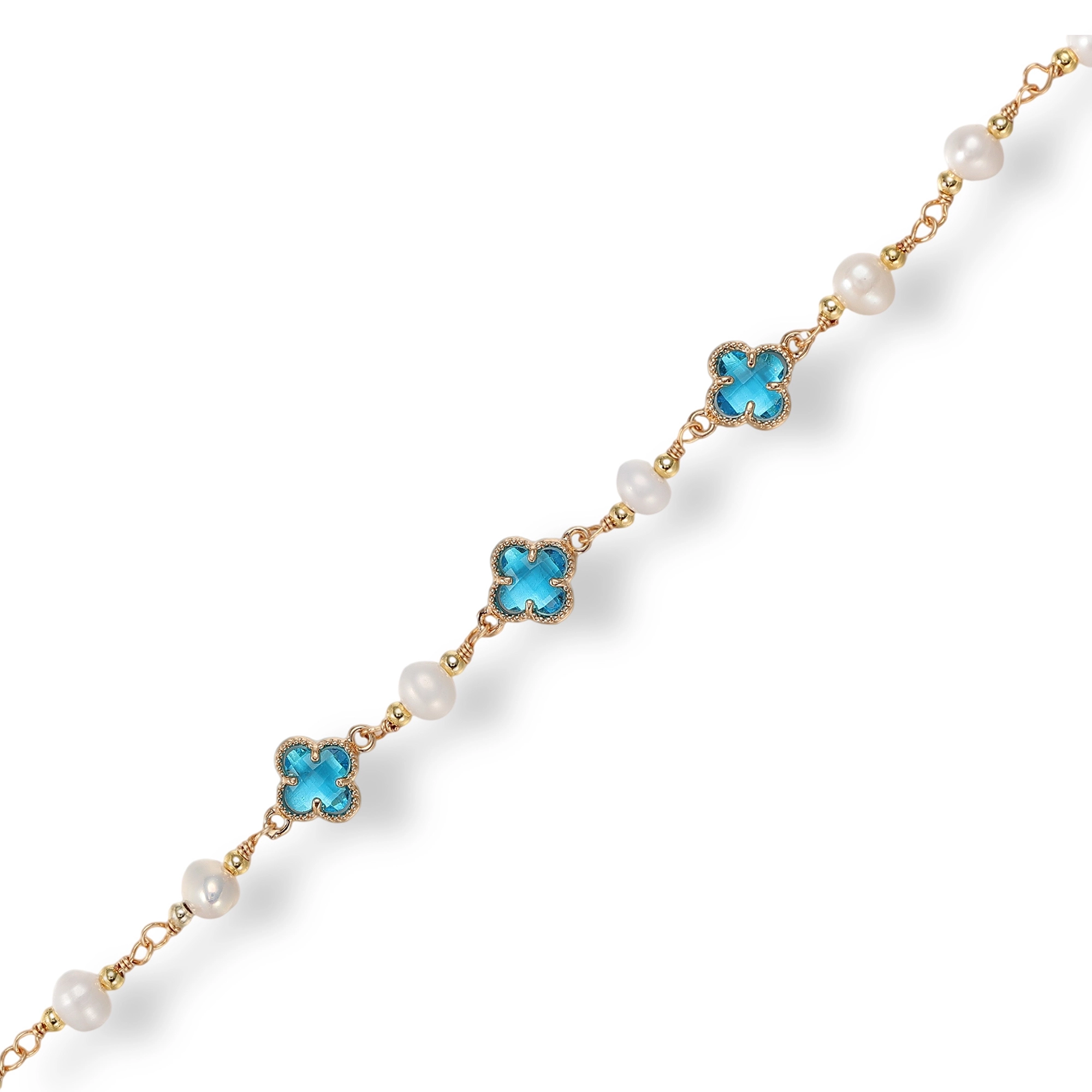 Caroberte 14K Gold Pearl Trèfle Bracelet