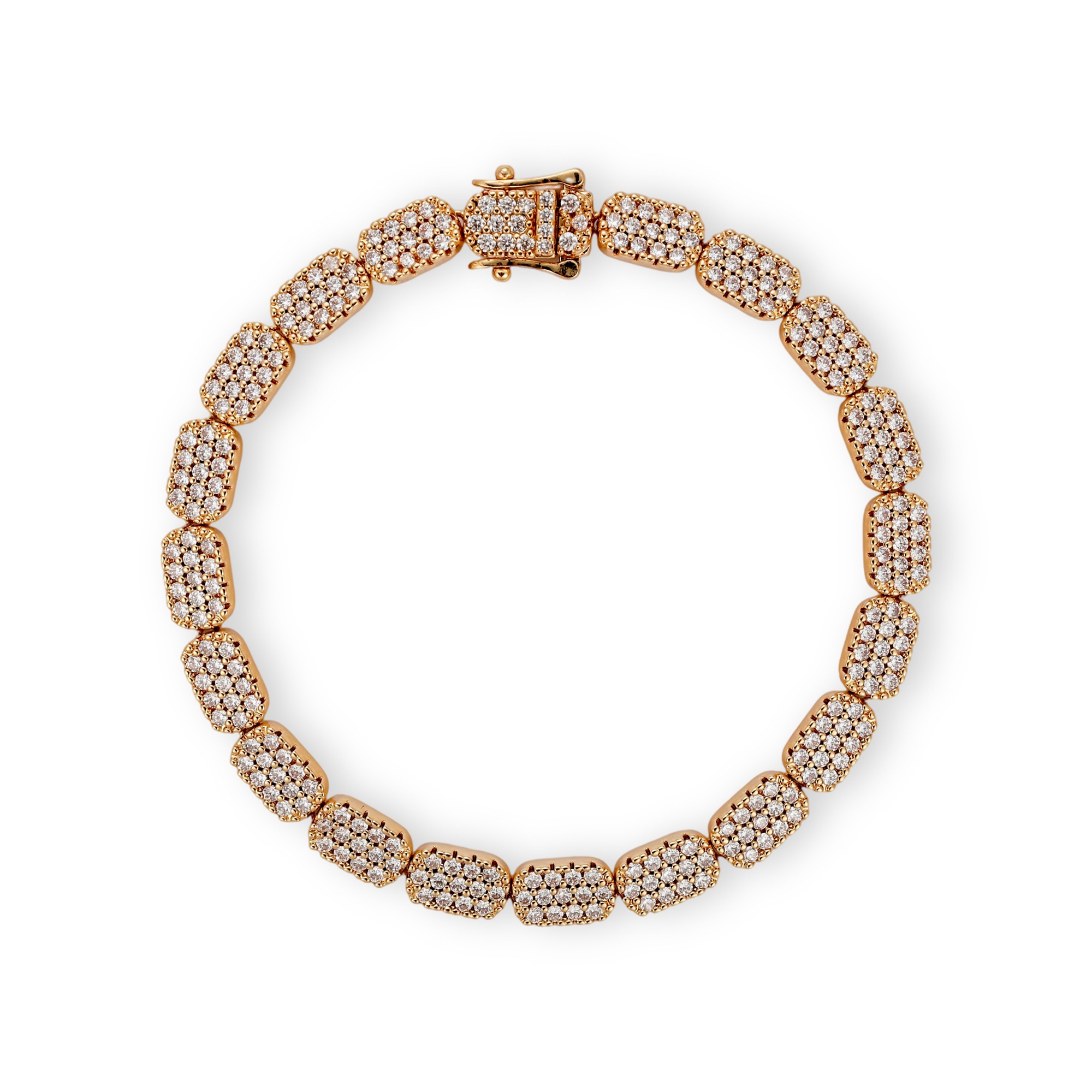 Cathrin 18K Gold Pavé Oval Link Bracelet