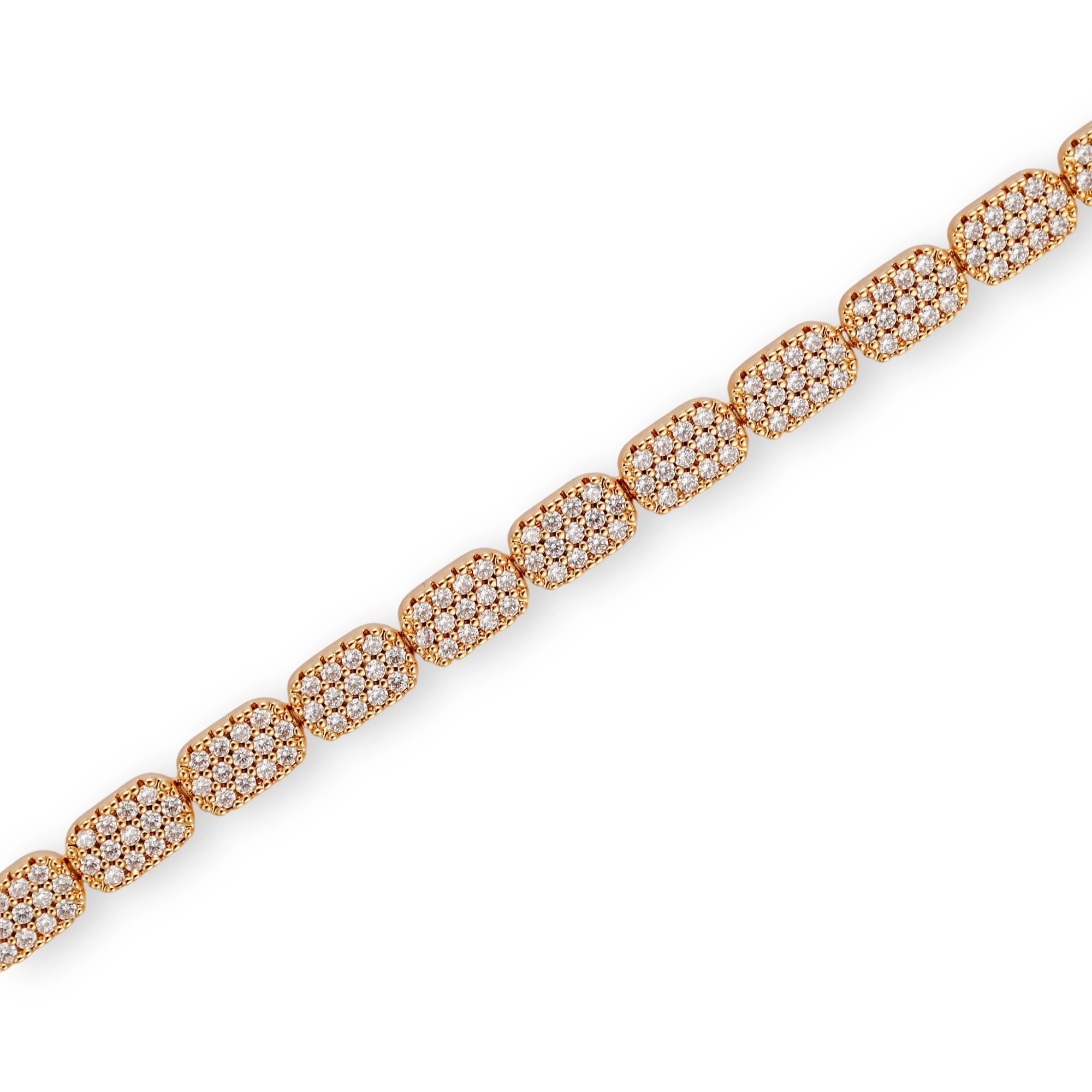 Cathrin 18K Gold Pavé Oval Link Bracelet