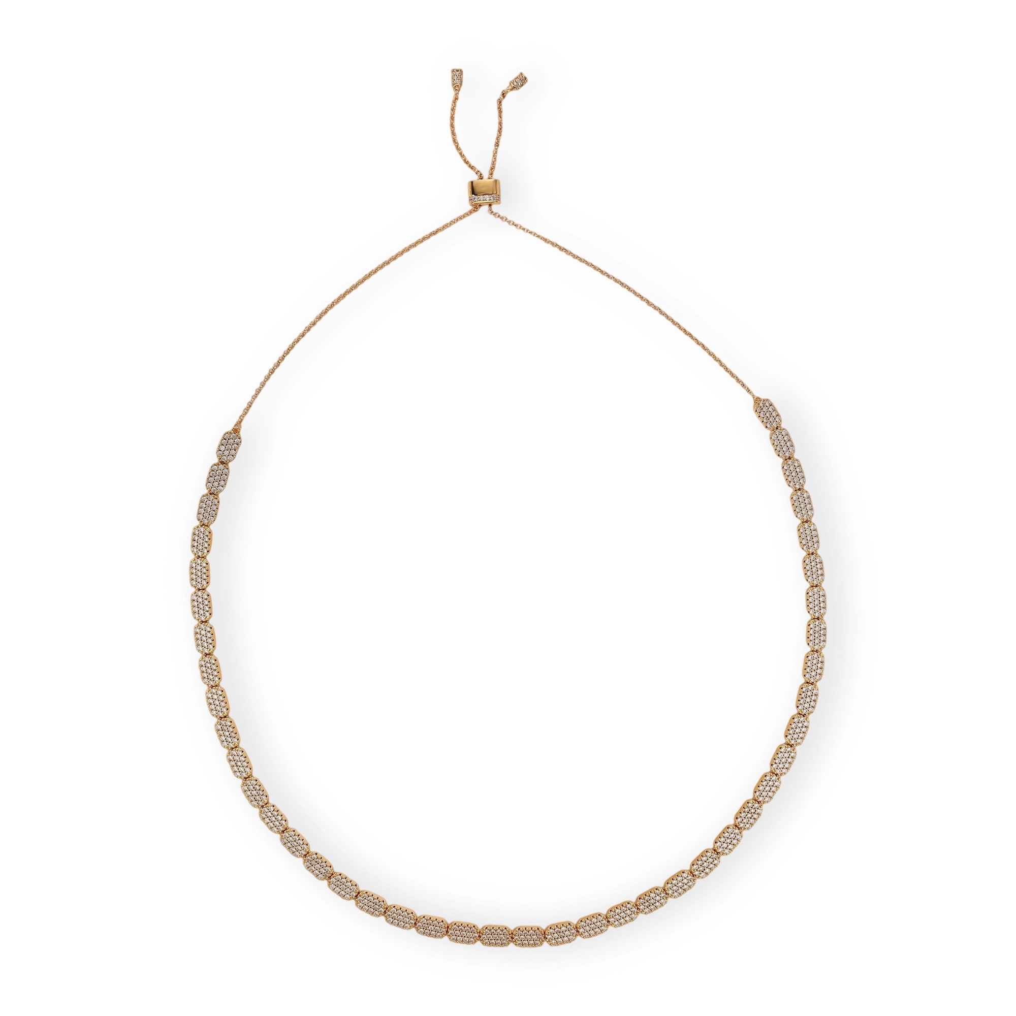 Cathrin 18K Gold Pavé Oval Link Necklace