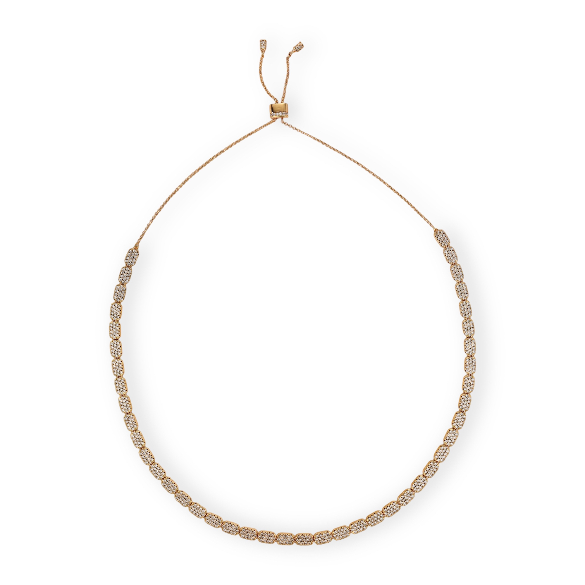 Cathrin 18K Gold Pavé Oval Link Necklace