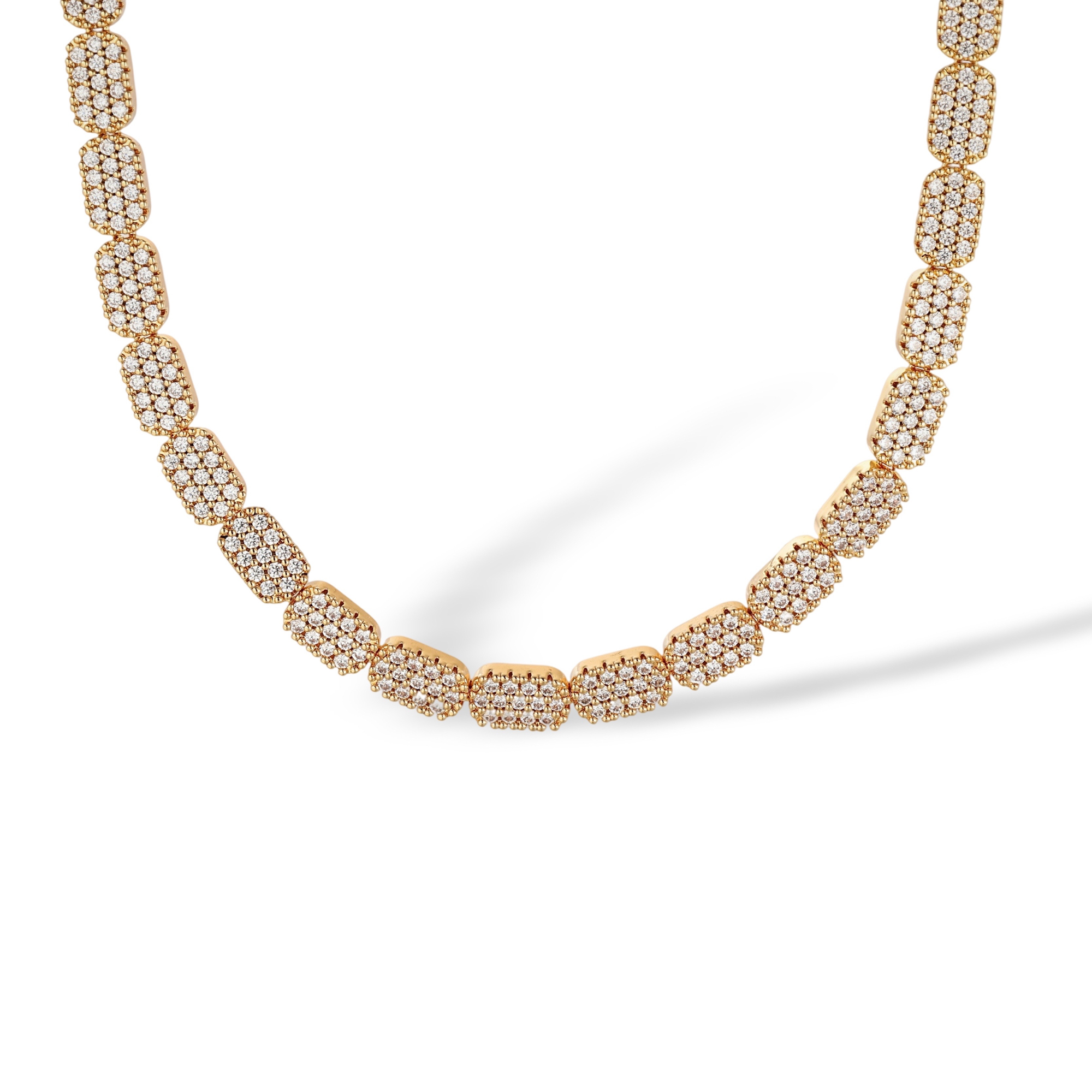 Cathrin 18K Gold Pavé Oval Link Necklace