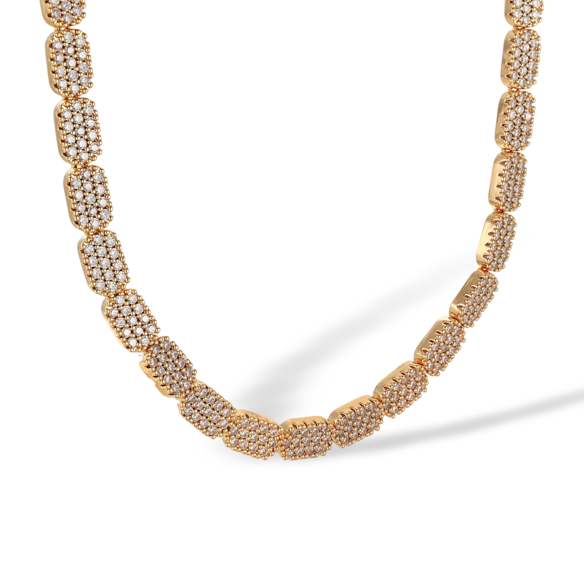 Cathrin 18K Gold Pavé Oval Link Necklace