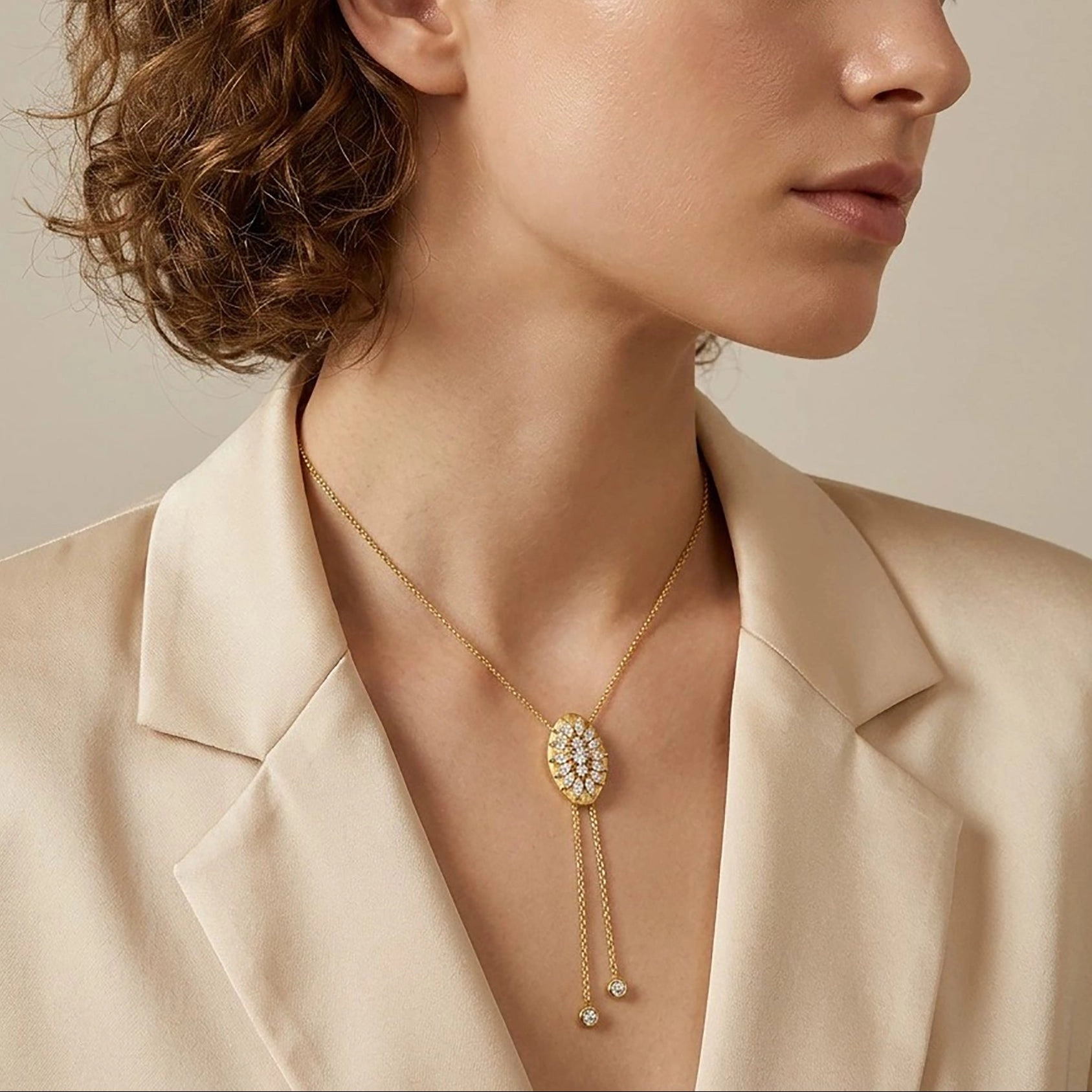 Chantalle 14K Gold Marquise Moissanite Necklace
