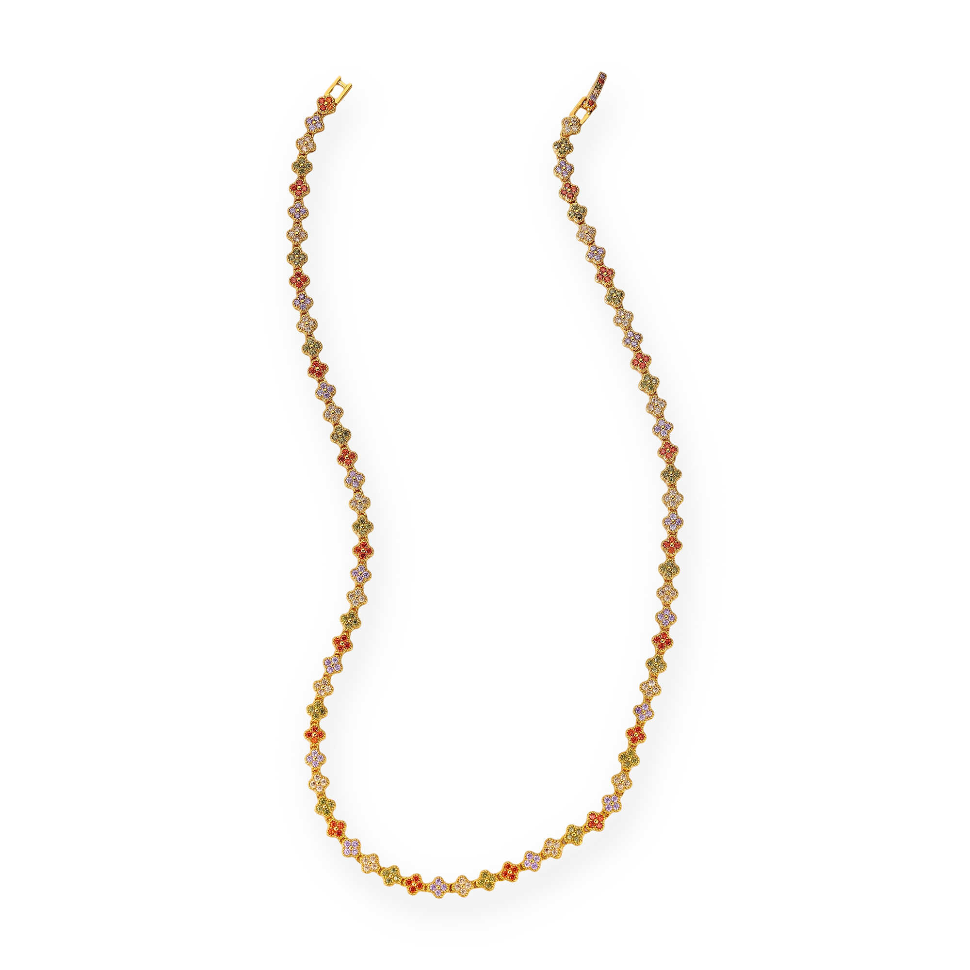 Cléophée Multicolor Trèfle Tennis Necklace